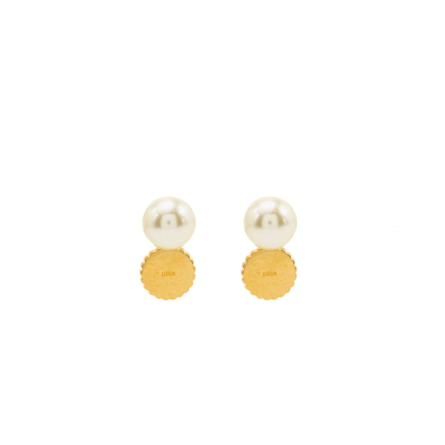 Luxury Dior Tribales Pearl Earrings Crystal Pink Gold Tone