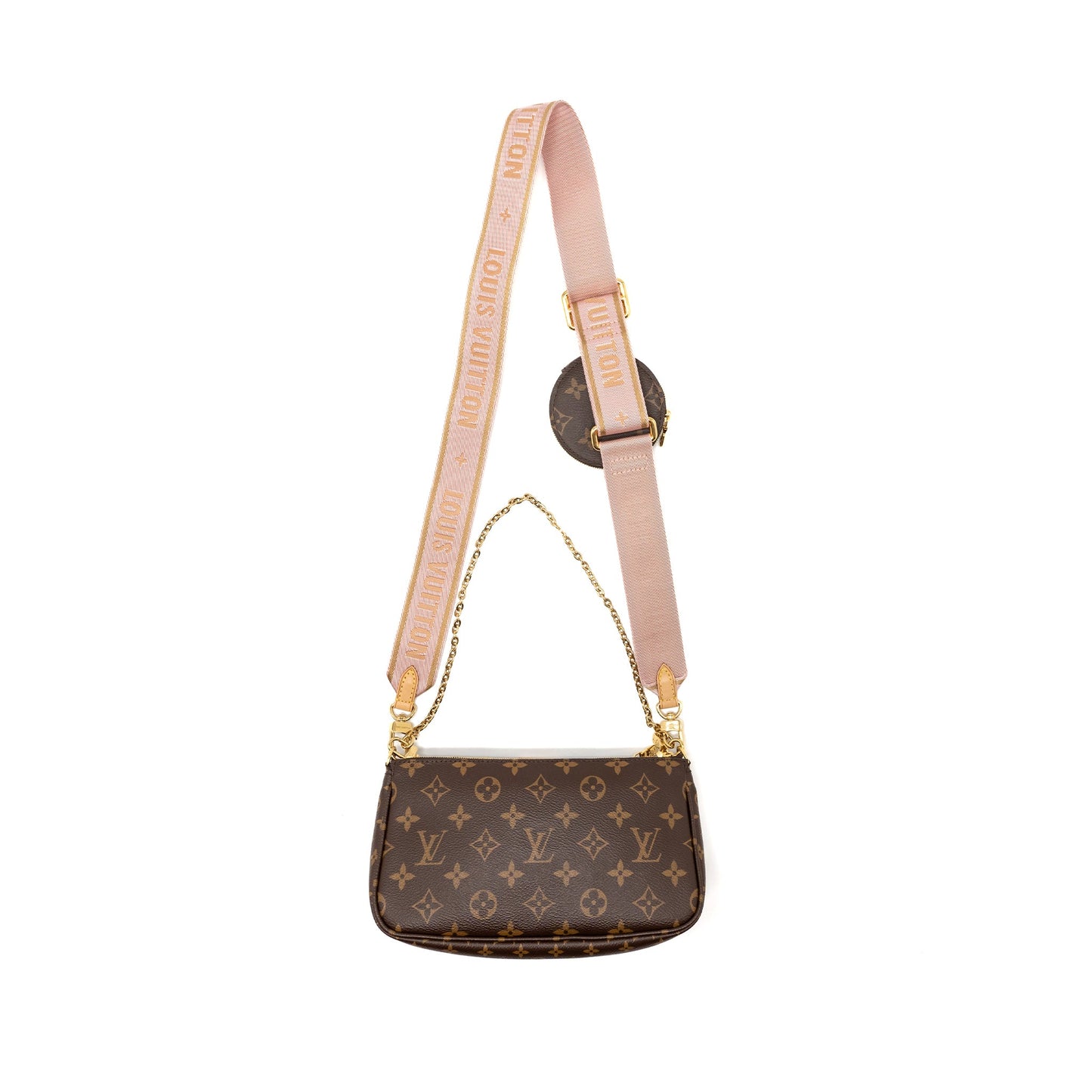 Louis Vuitton multi pochette monogram canvas rose Clair GHW