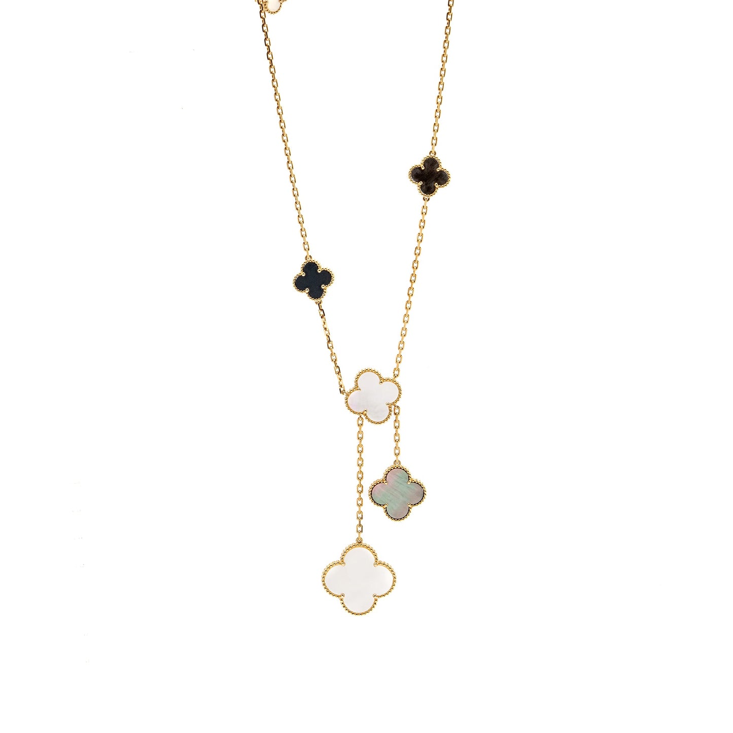 Van Cleef & Arpels Magic Alhambra 6 motif Necklace yellow gold/ mother of pearl/Onyx