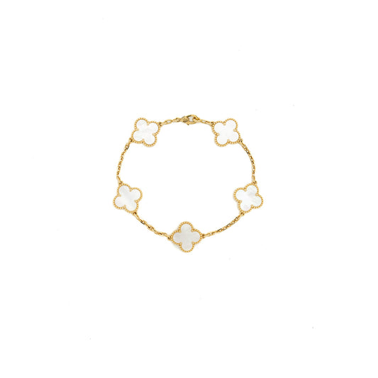 Van Cleef and Arpels vintage Alhambra bracelet 5 motif mother of pearl / yellow gold