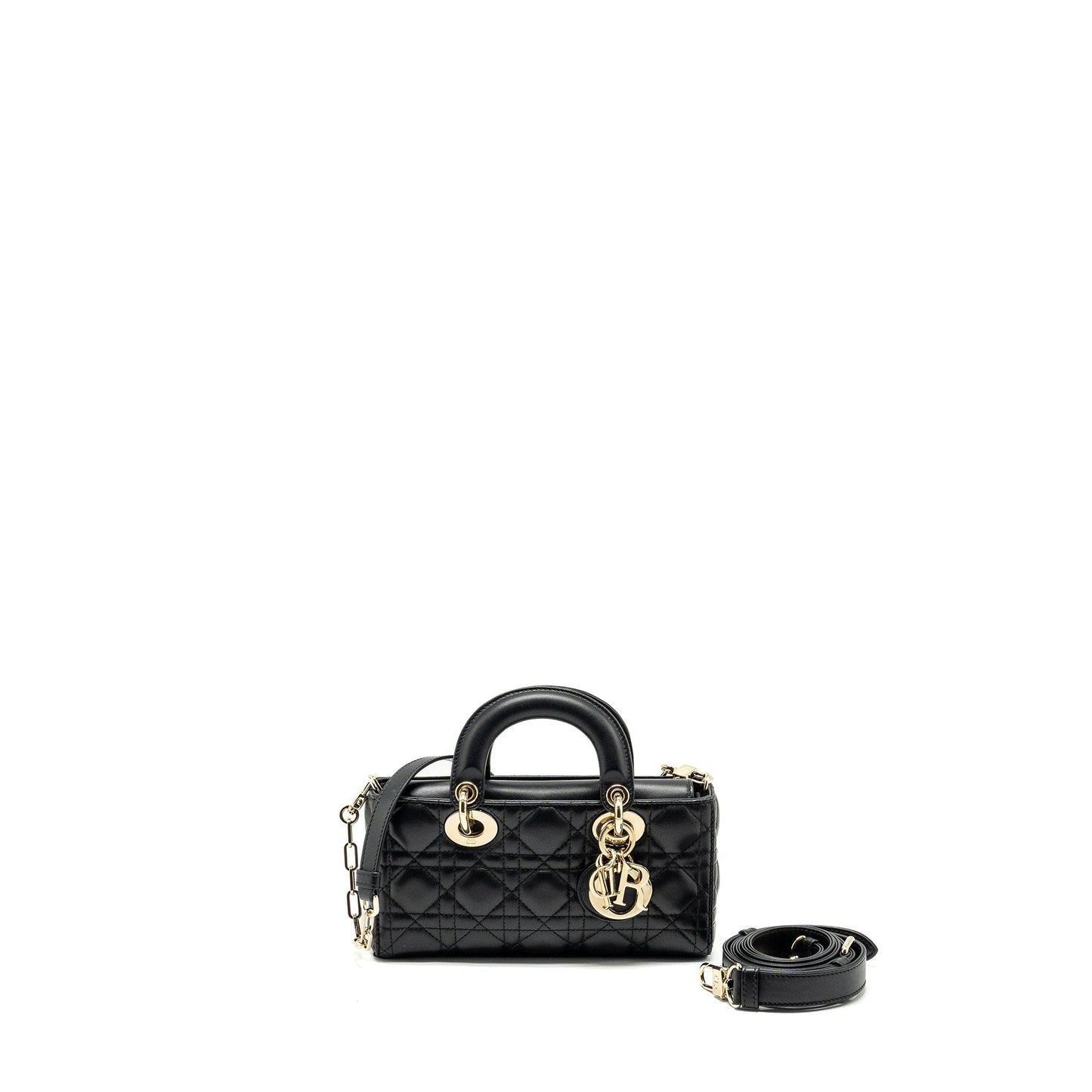 Luxury Dior lady D-Joy Small  Bag Lambskin Black LGHW