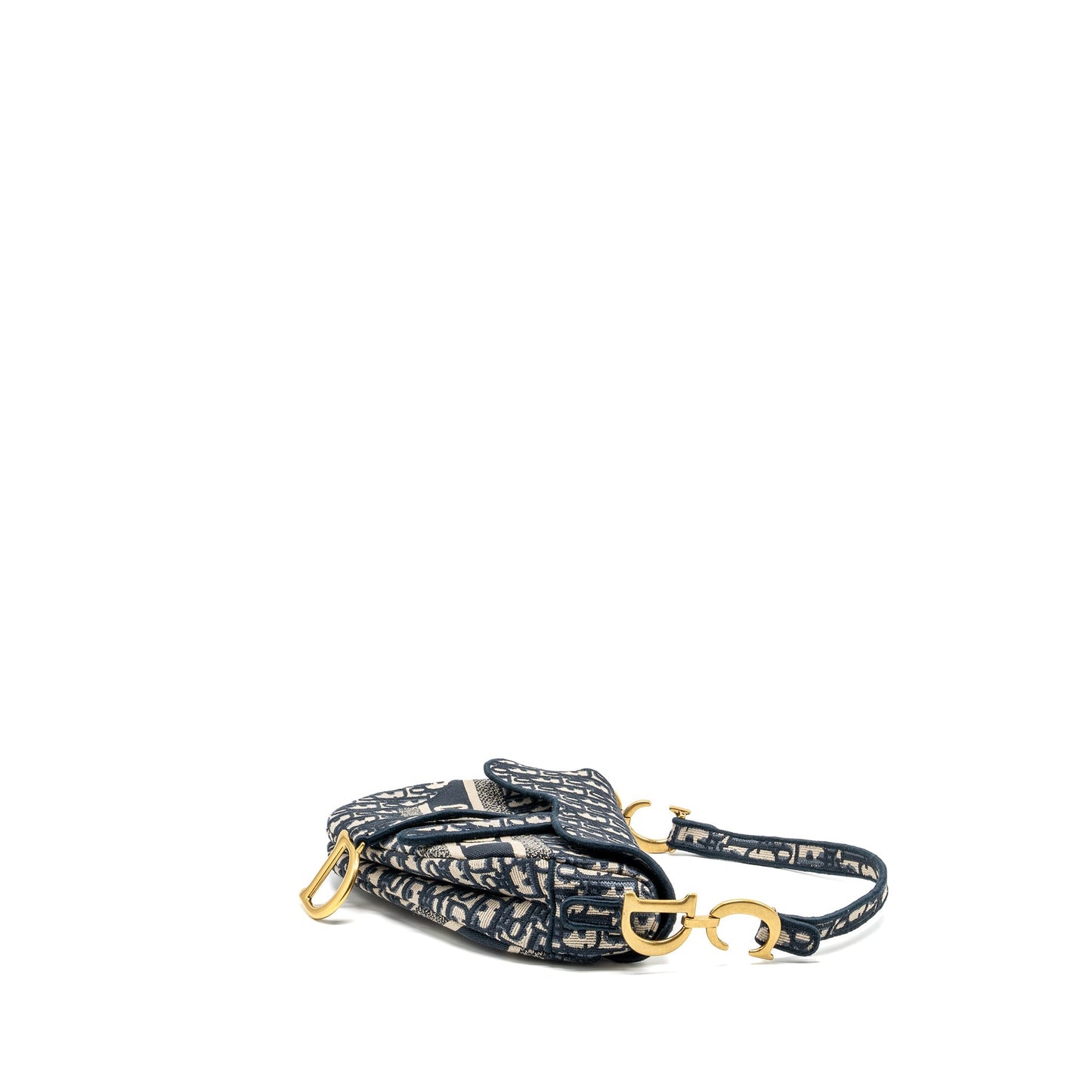 Luxury Dior medium saddle Blue Oblique Embroidery GHW