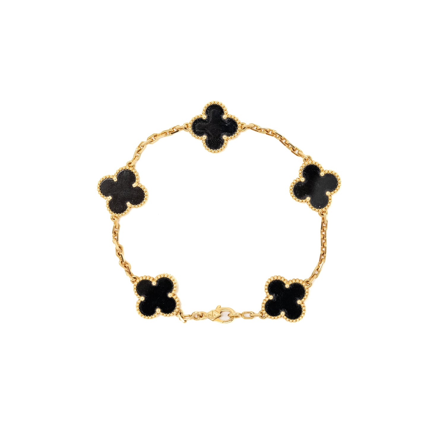 Van Cleef & Arpels Vintage Alhambra 5-Motif Bracelet Yellow Gold/ Onyx