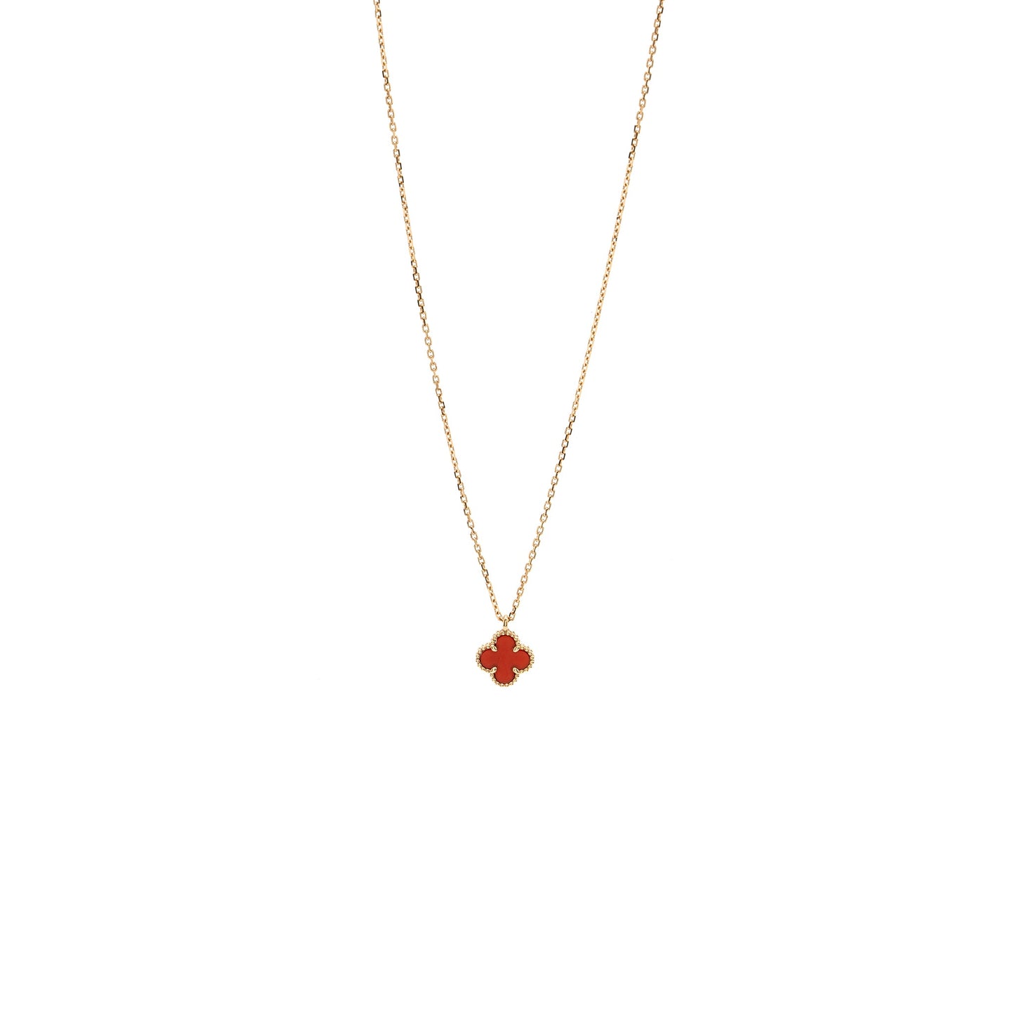Van Cleef & Arpels Sweet Vintage Alhambra Pendant Carnelian Rose Gold