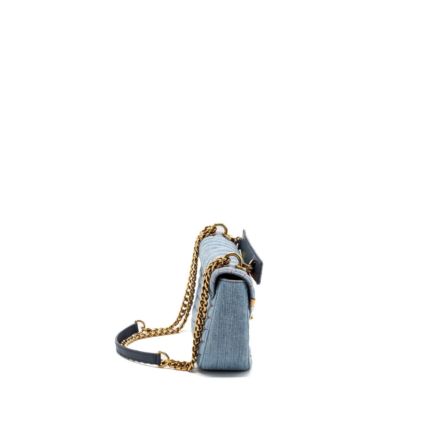 Louis Vuitton new wave flap chain bag limited edition denim blue/ multicolor GHW