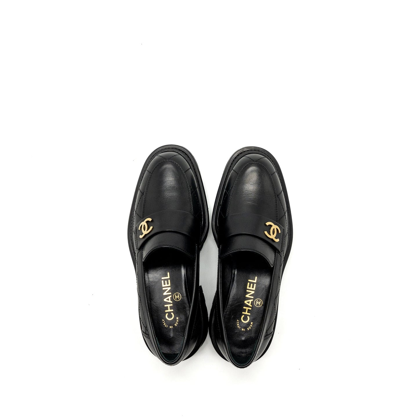 Chanel size 36.5 CC logo loafer Black GHW