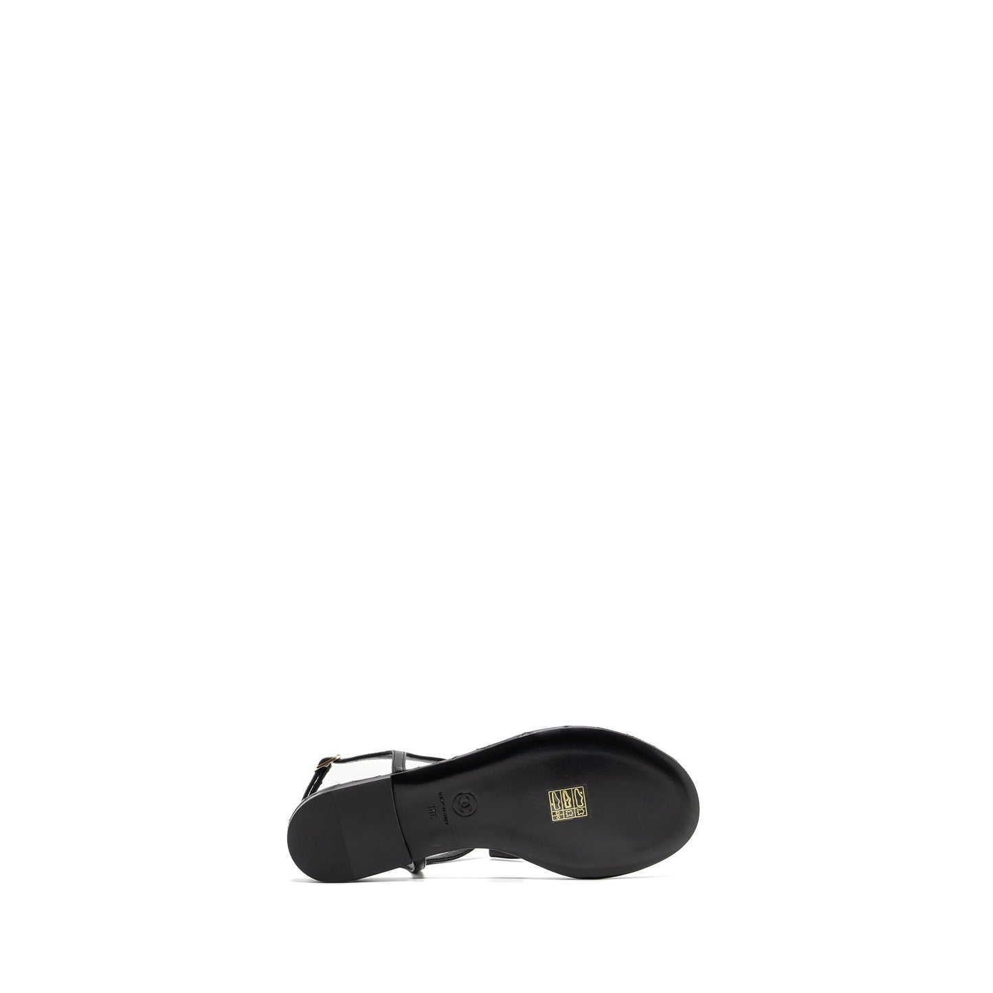 Chanel size 38 camellia leather Sandals black LGHW