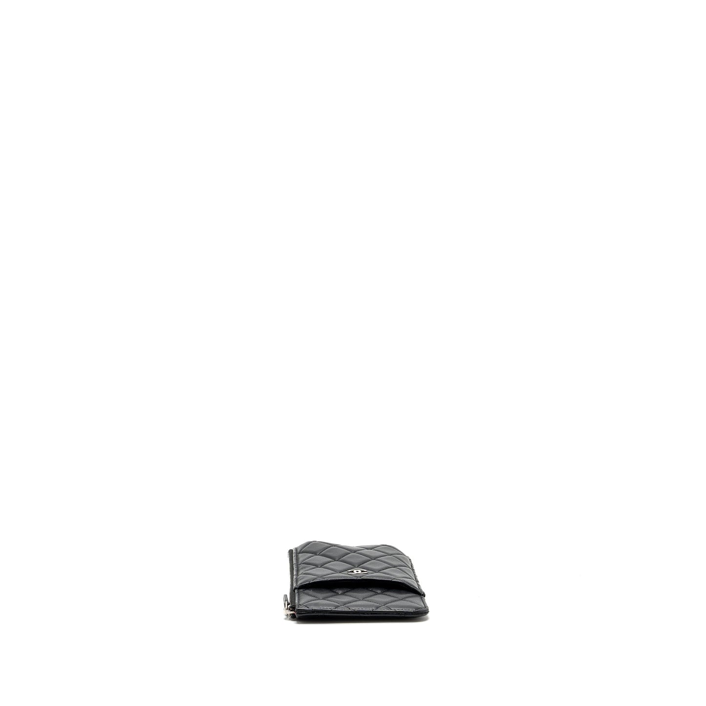 Chanel phone zip pouch lambskin Black SHW
