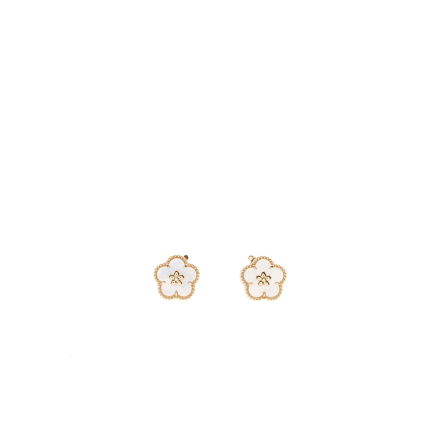 Van Cleef & Arpels Lucky Spring Plum Blossom Earrings Rose Gold/White Mother of Pearl