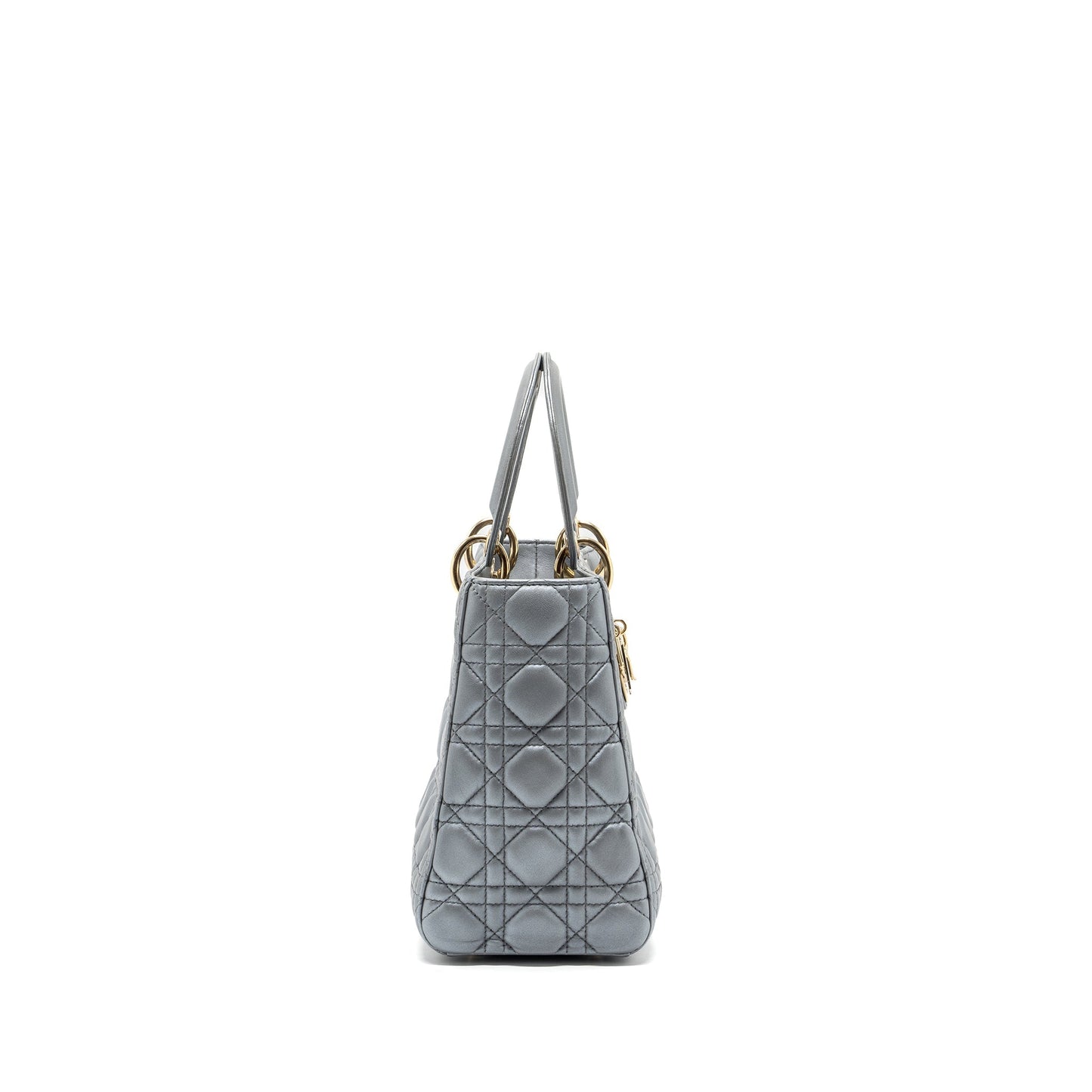 Luxury Dior Medium Lady Luxury Dior Lambskin Silver LGHW