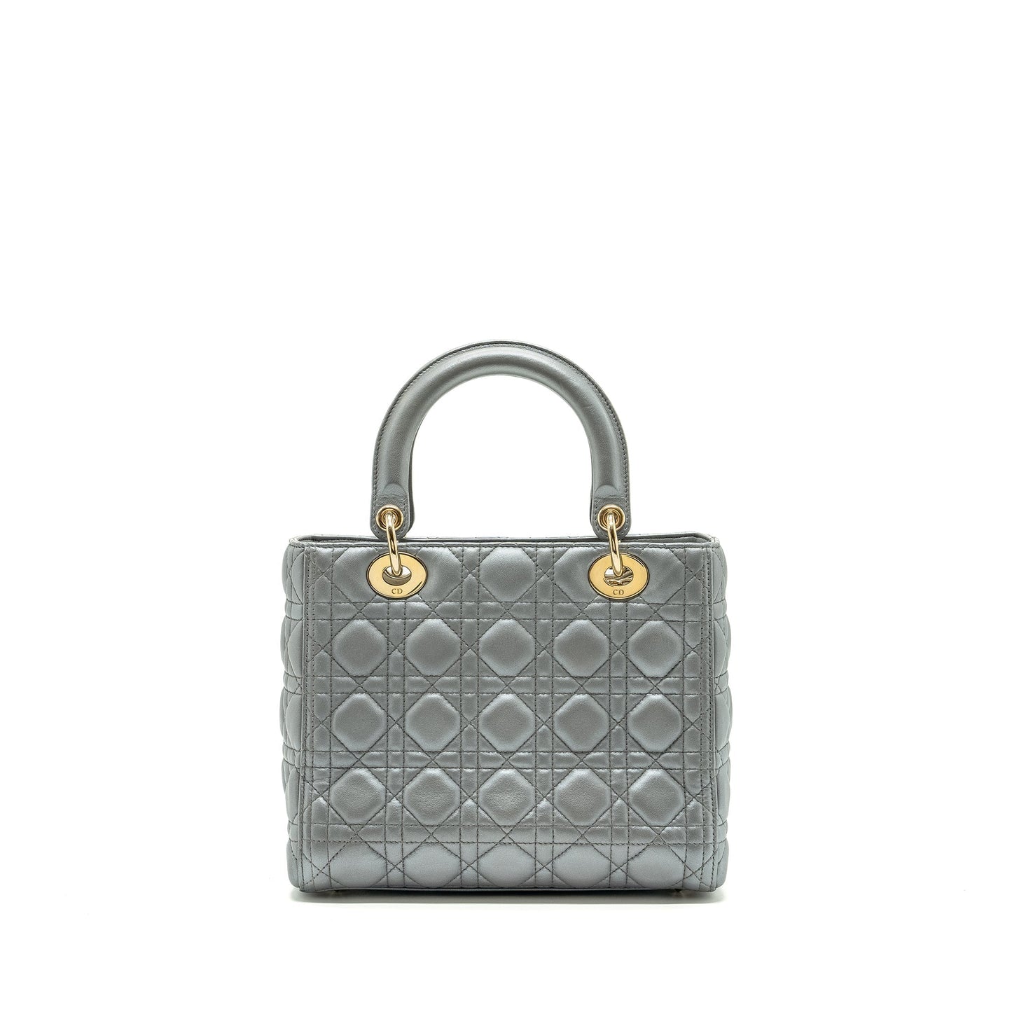 Luxury Dior Medium Lady Luxury Dior Lambskin Silver LGHW