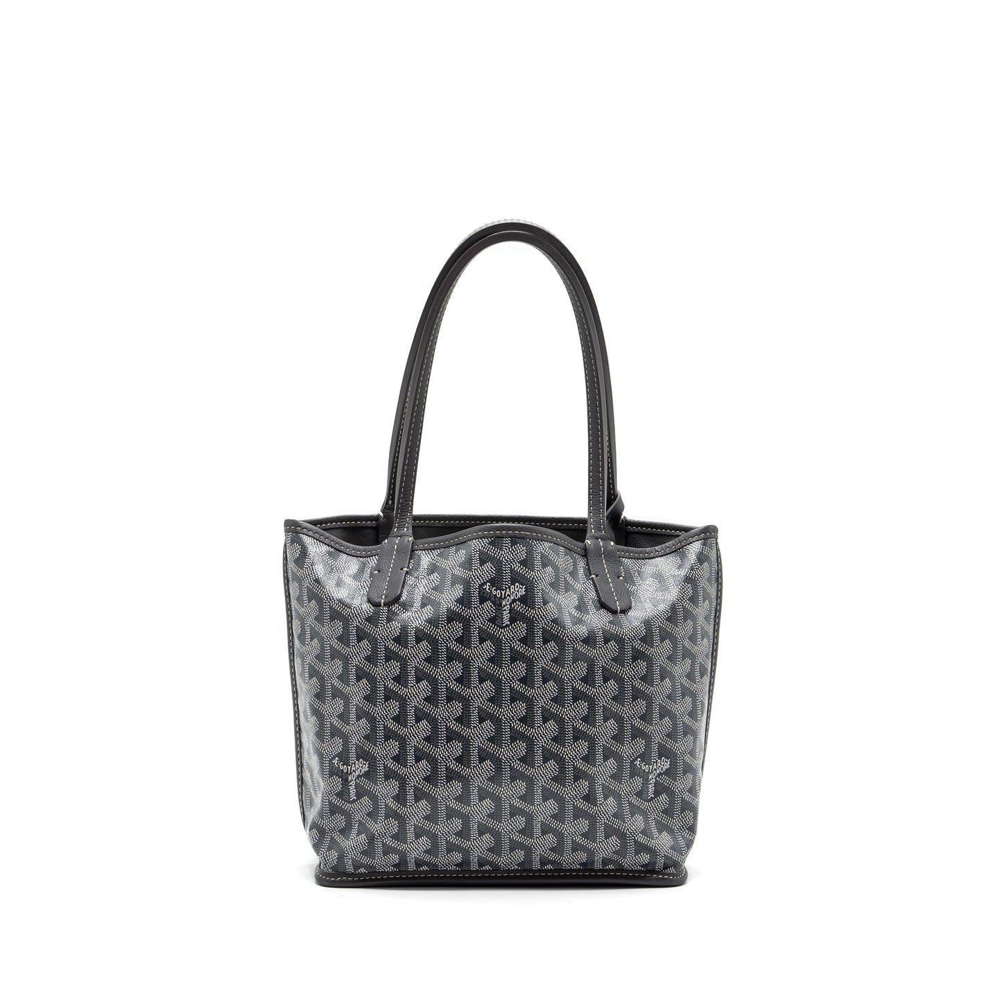 Goyard Mini Anjou Tote Bag Goyardine Canvas Grey SHW