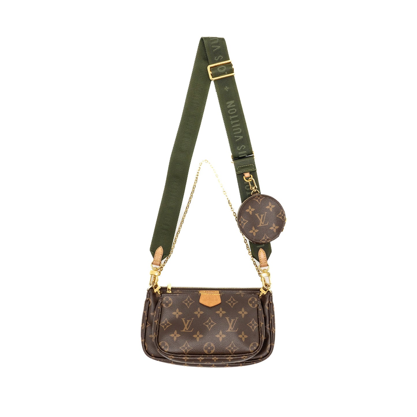 Louis Vuitton Multi Pochette Khaki Strap Monogram Canvas GHW
