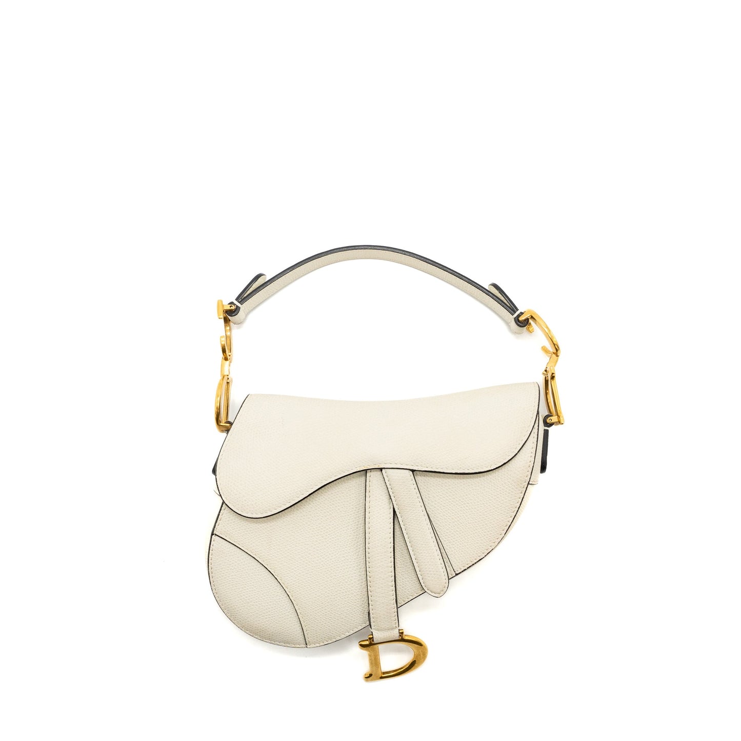 Luxury Dior Mini Saddle Bag Calfskin White Brushed GHW