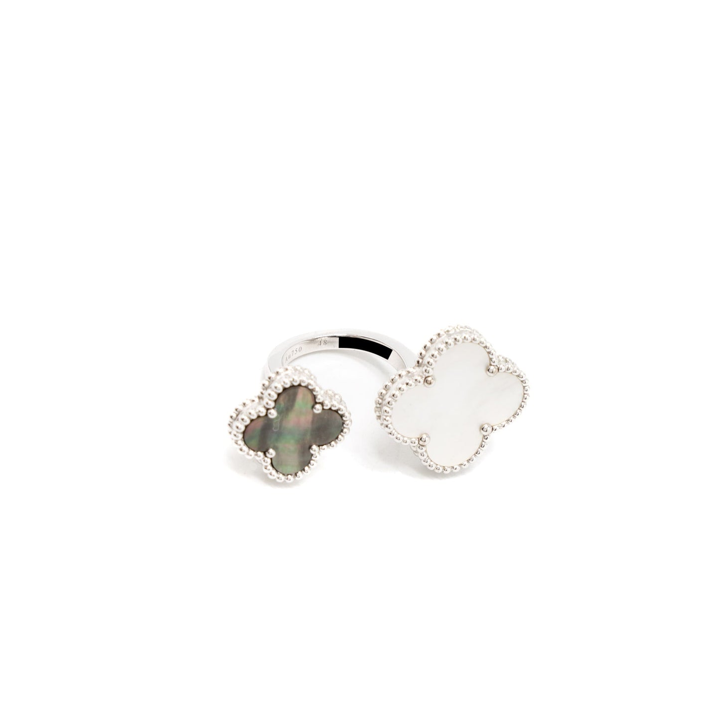 Van Cleef&Arpels Size 48 Magic Alhambra Between the Finger Ring Mother of Pearl White Gold