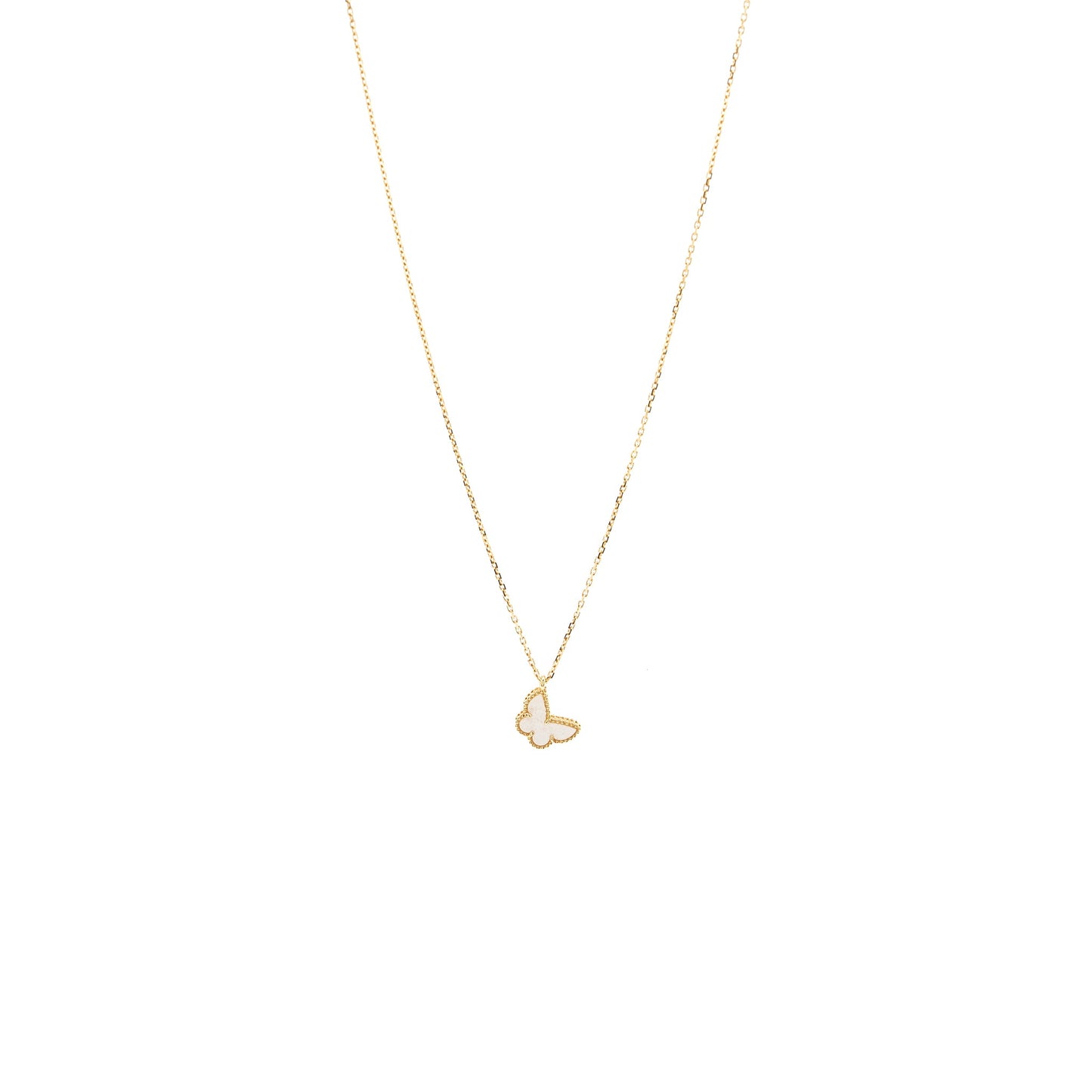 Van Cleef and Arpels sweet Alhambra butterfly pendant 18k yellow gold / mother of pearl