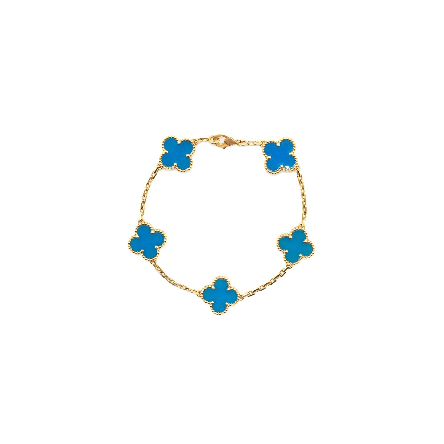 Van Cleef & Arpels Vintage Alhambra Bracelet 5 Motifs Agate Yellow Gold