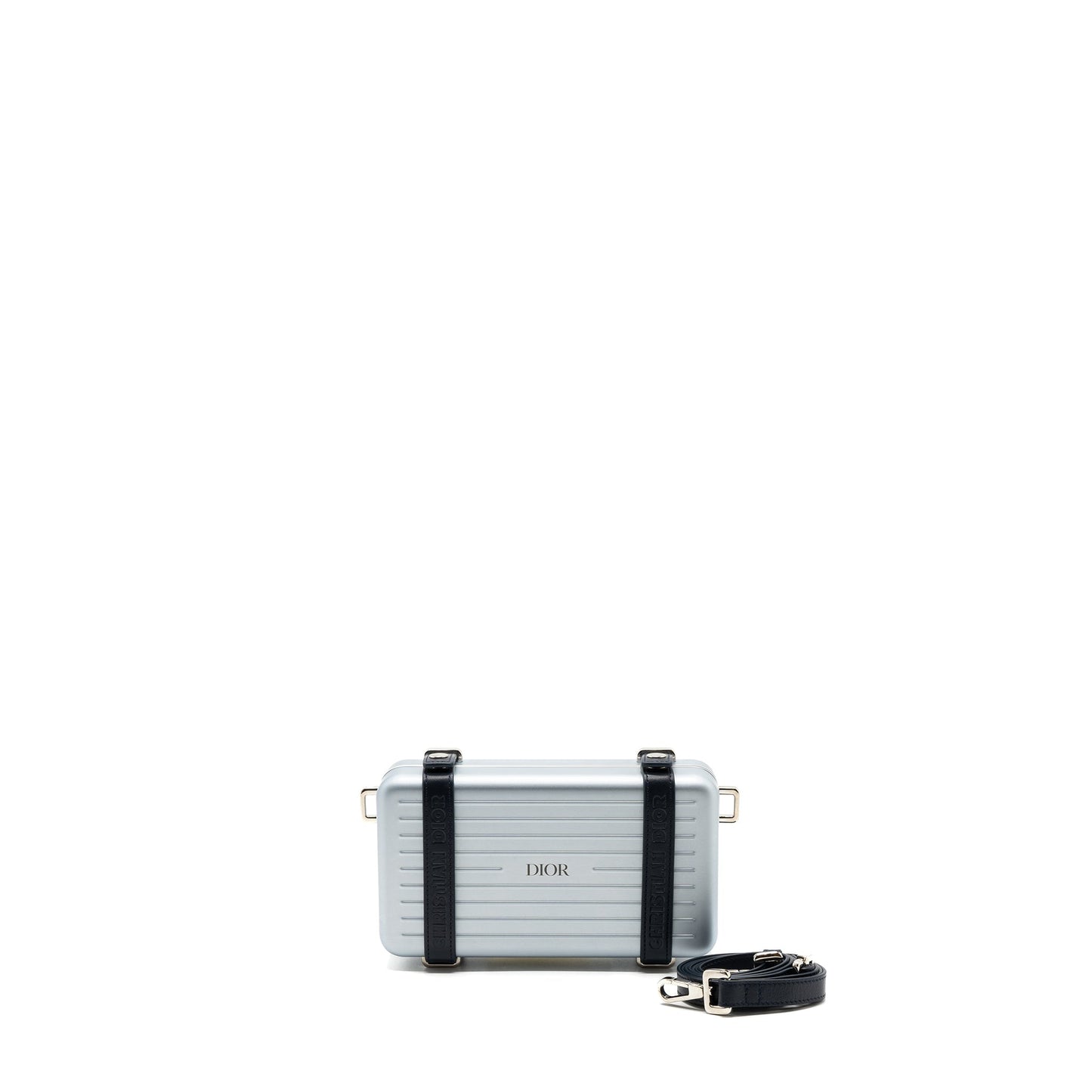Luxury Dior X Rimowa clutch trunk bag aluminium / calfskin silver / black SHW