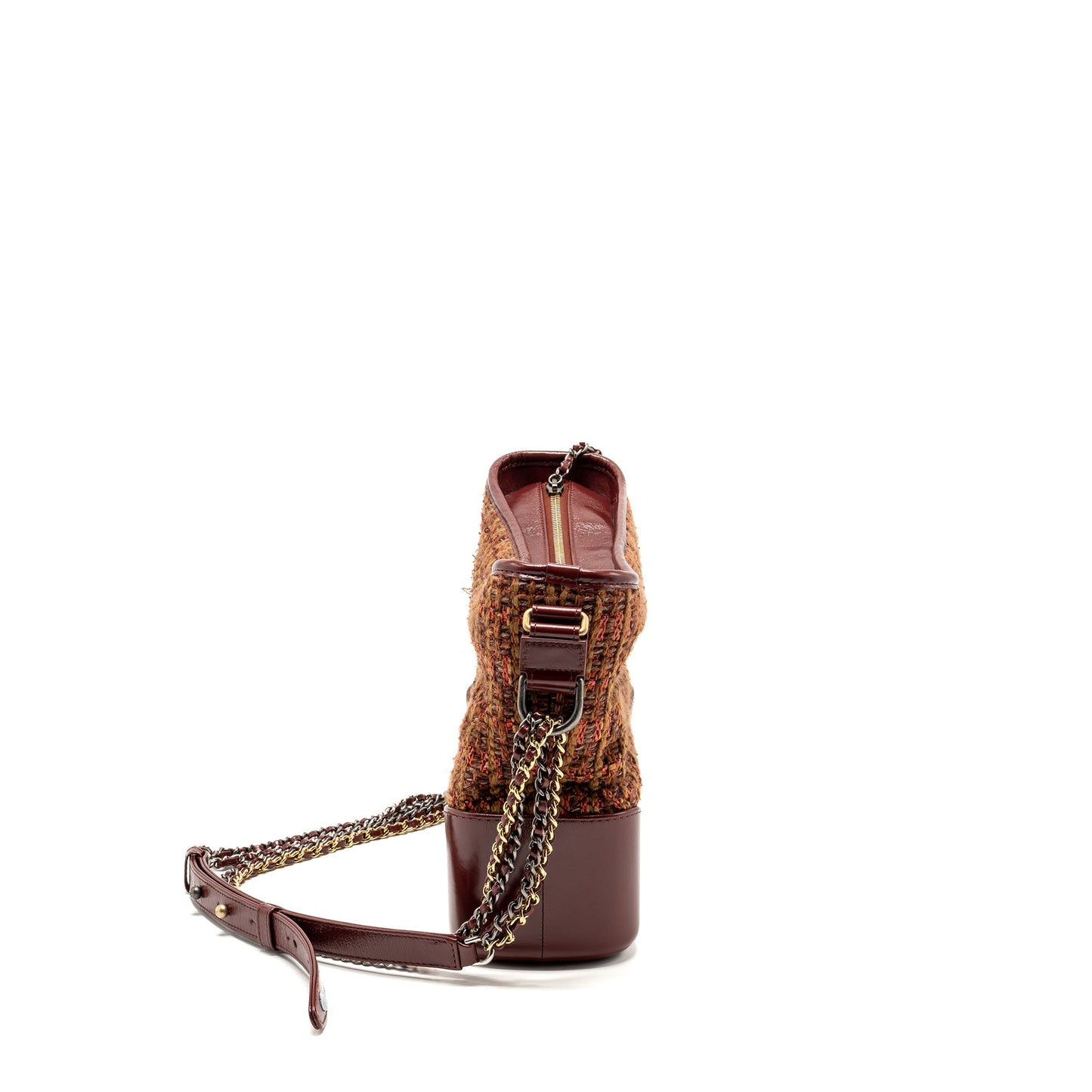 Chanel Gabrielle hobo bag tweed/ calfskin red/multicolour multicolour hardware