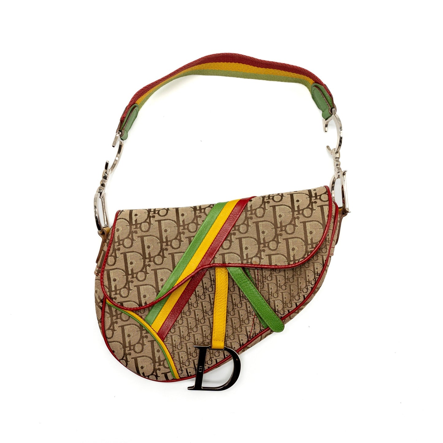 Luxury Dior Vintage Saddle Bag Canvas/ Leather Multicolour SHW