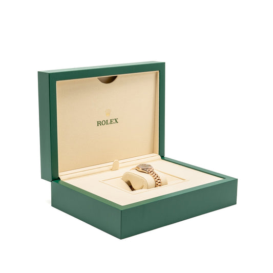 Rolex Lady-Datejust 28mm Everose Gold Olive-green Diamond-set Dial, President Bracelet Model: 279135RBR-0014