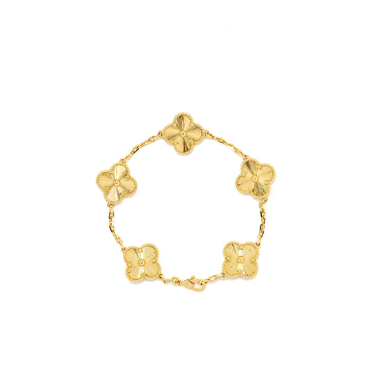 Van Cleef & Arpels Vintage Alhambra Bracelet, 5 Motifs Yellow Gold
