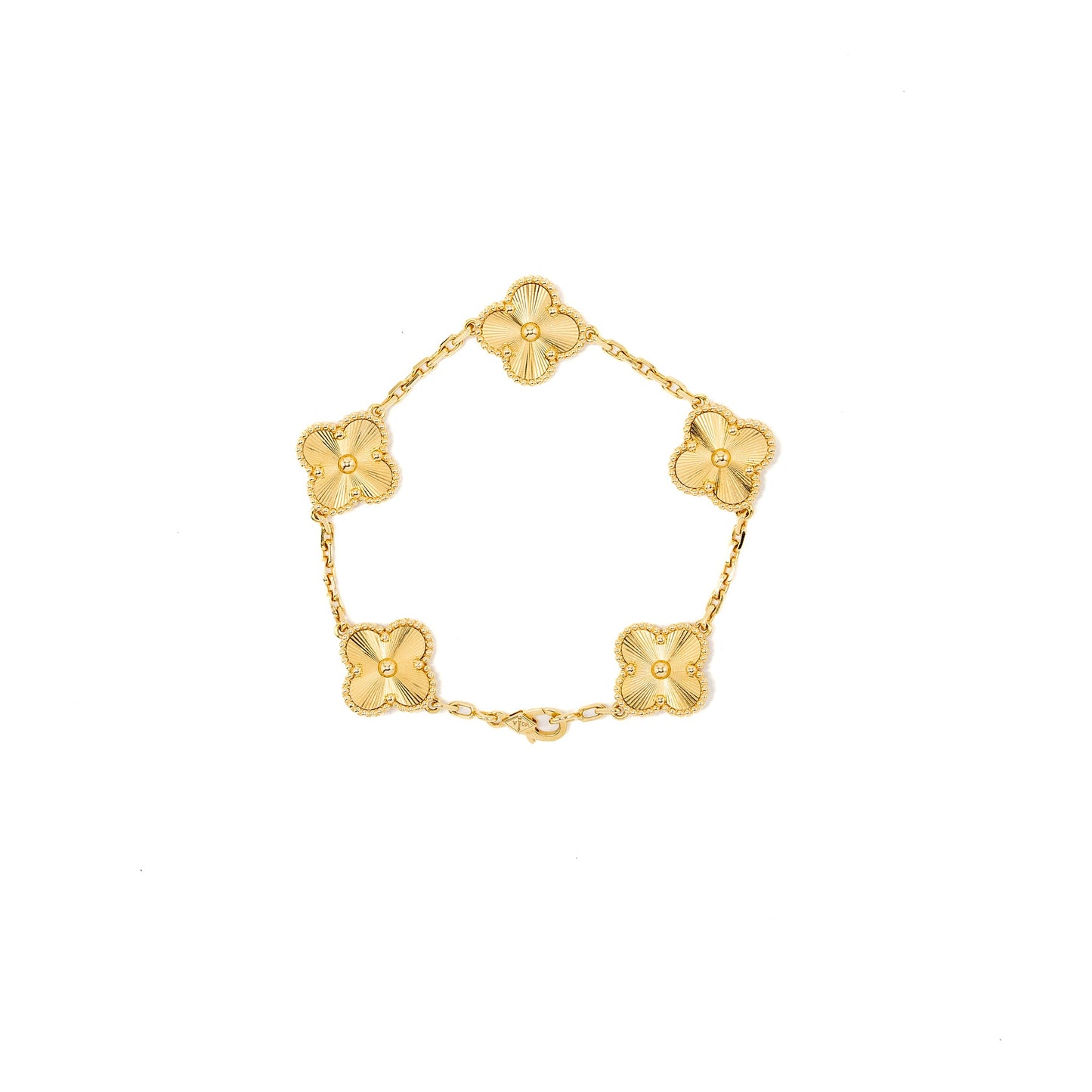 Van Cleef & Arpels Vintage Alhambra Bracelet, 5 Motifs 18K Yellow Gold