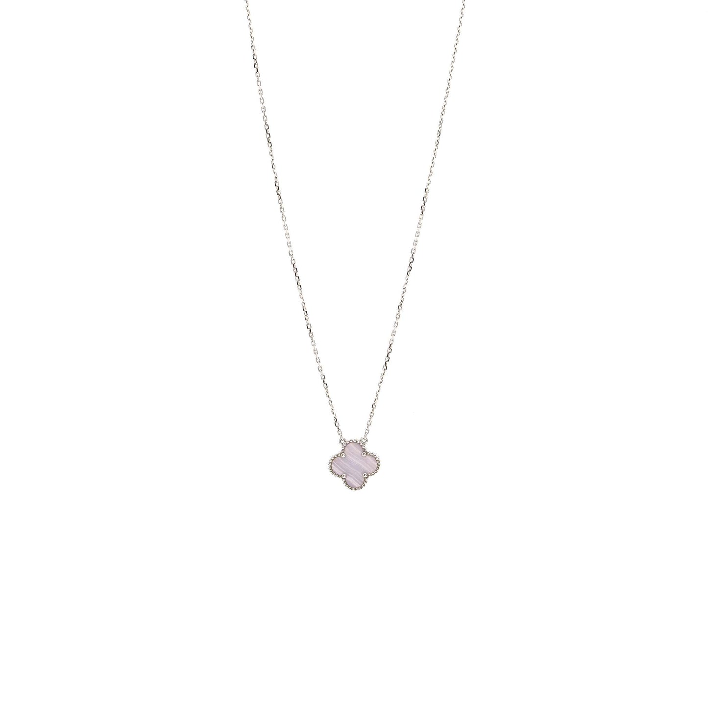 Van Cleef and arpels vintage Alhambra pendant 18k white gold / Chalcedony