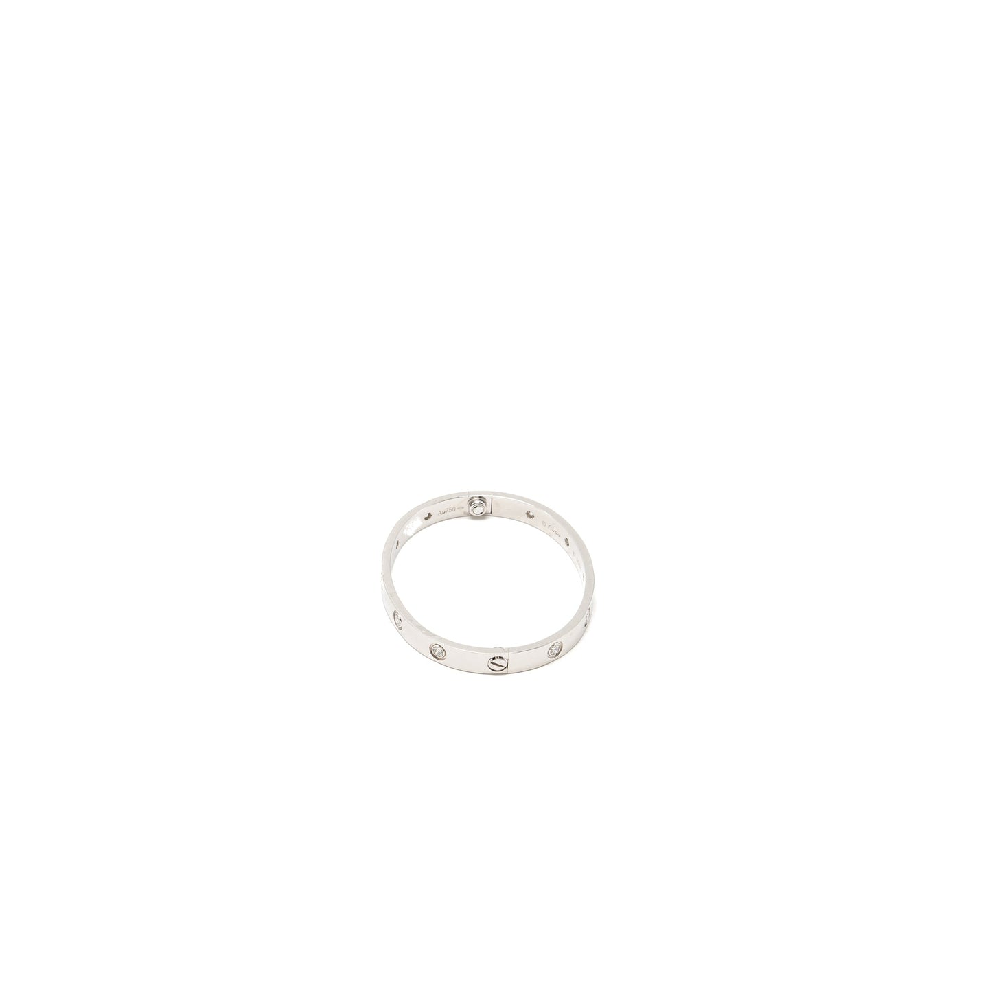 Cartier size 16 love bracelet white gold, 10 diamonds