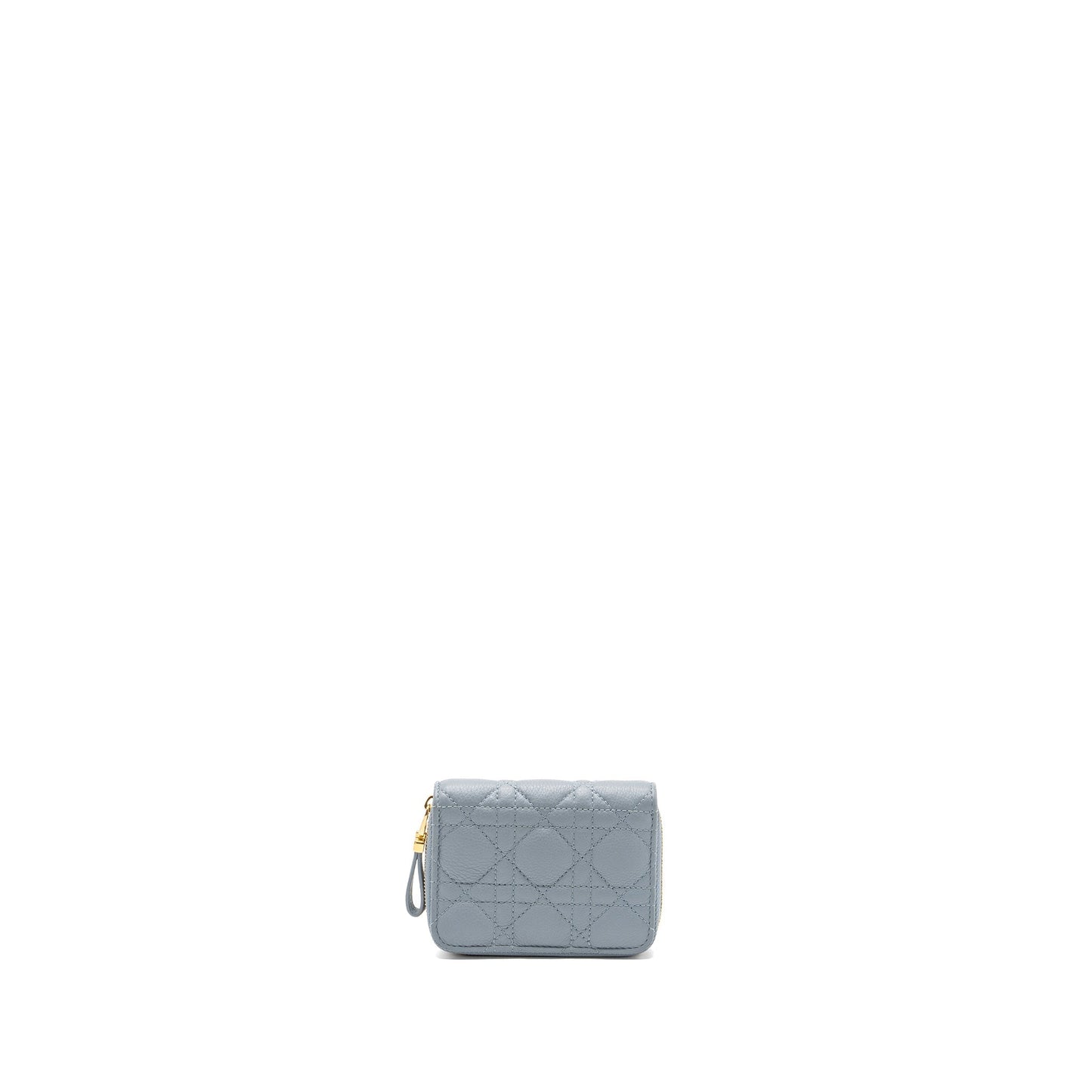 Luxury Dior Caro Scarlet Zipped Wallet Cannage Calfskin Cloud Blue GHW