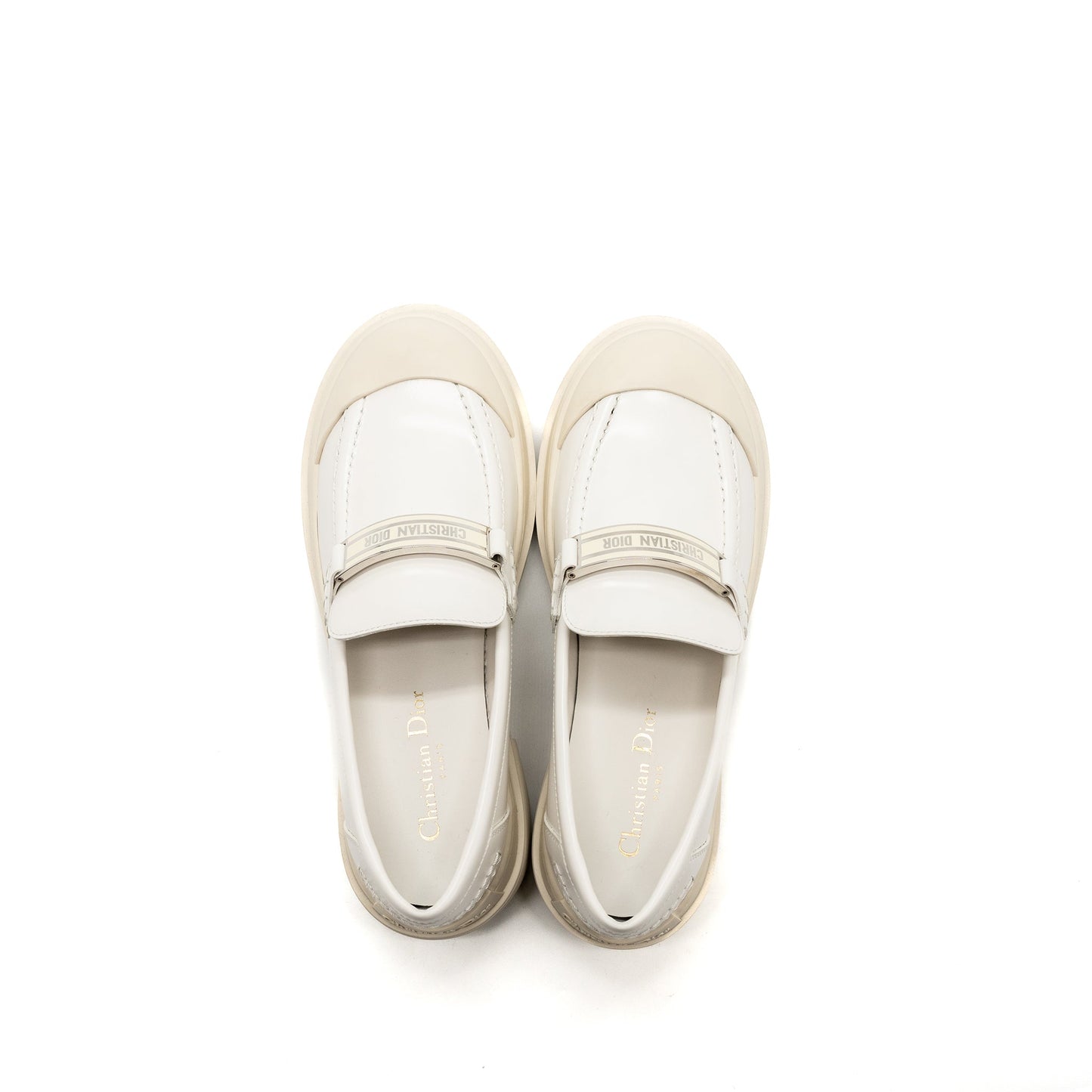 Luxury Dior size 38.5 code loafer calfskin white SHW