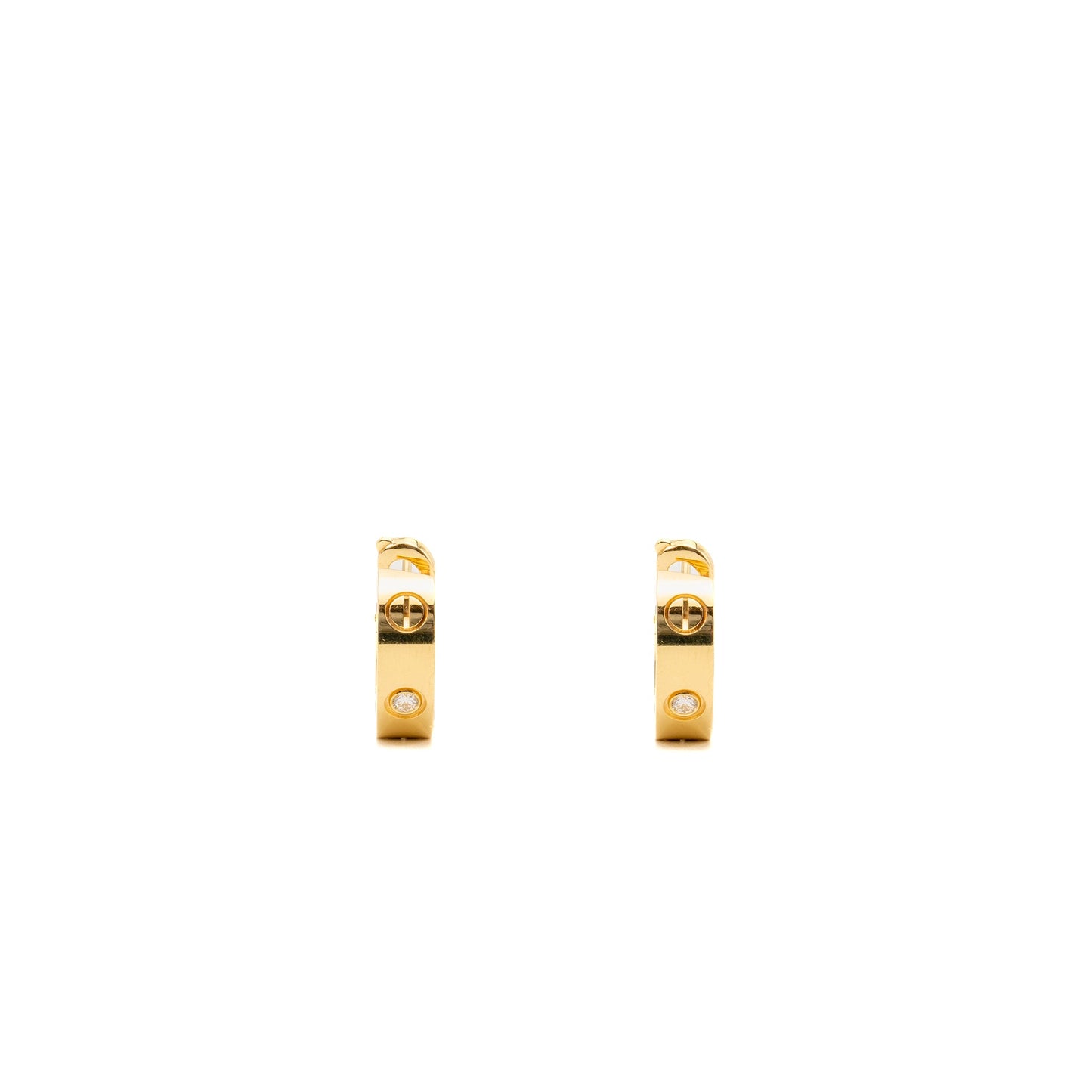 Cartier Love Hoop Earrings Classic Model Yellow Gold, 2 Diamonds