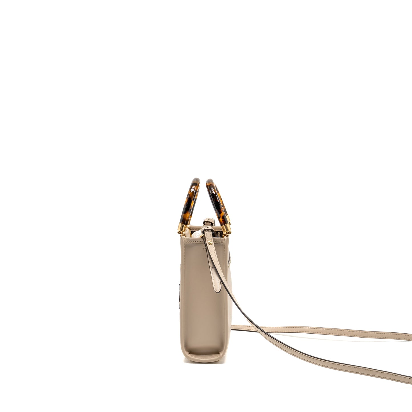 Fendi Mini Sunshine Shopper/Tote Bag Leather Light Grey LGHW