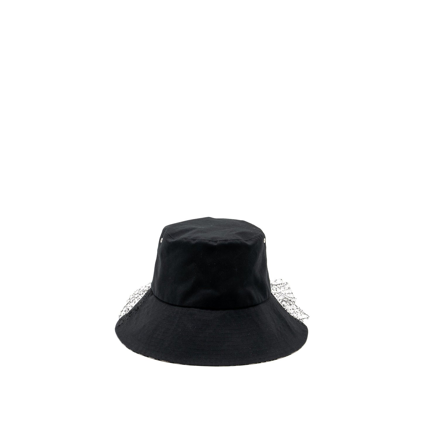 Luxury Dior Size 58 Teddy-D Large Brim Hat With Veil Cotton Black