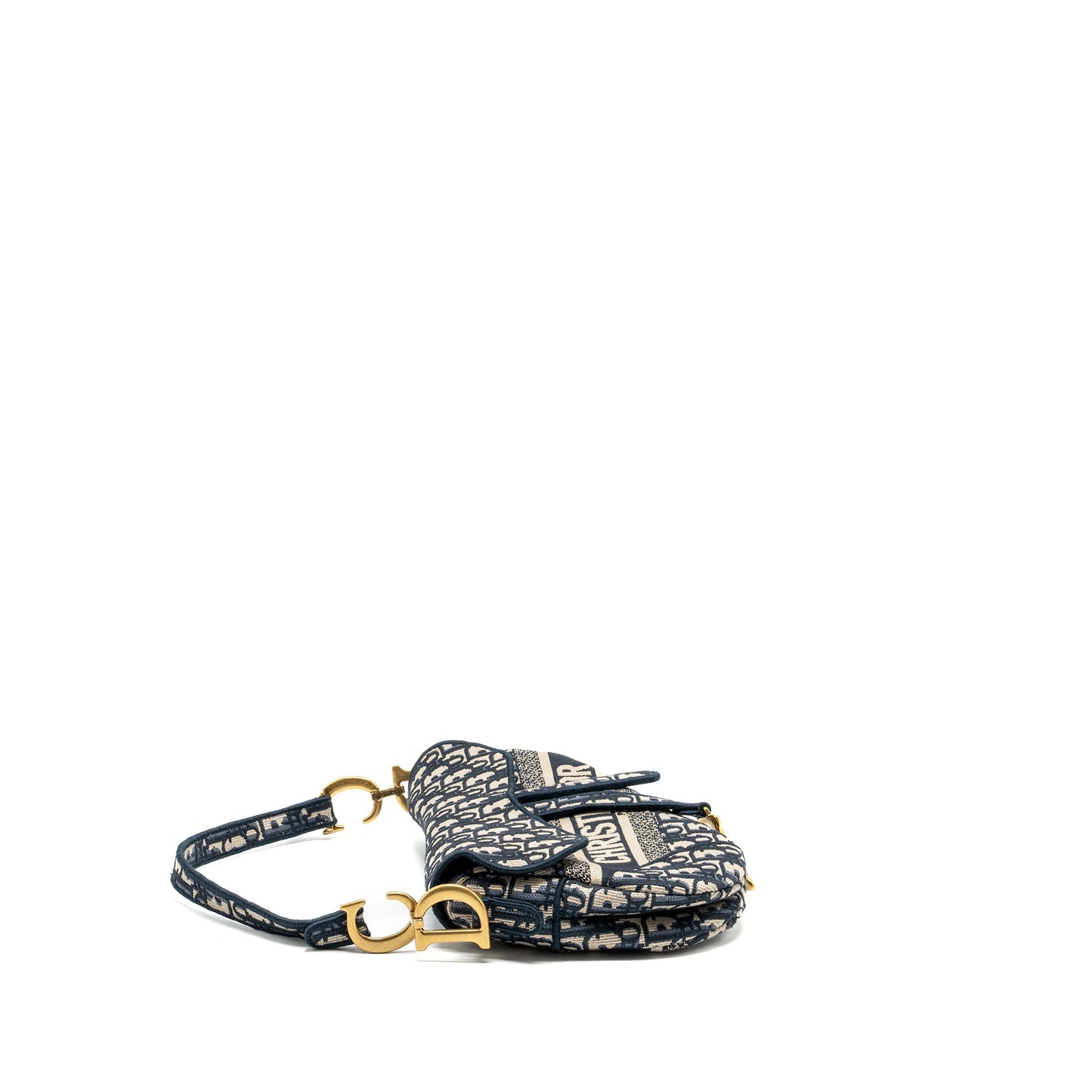 Luxury Dior medium saddle Blue Oblique Embroidery GHW
