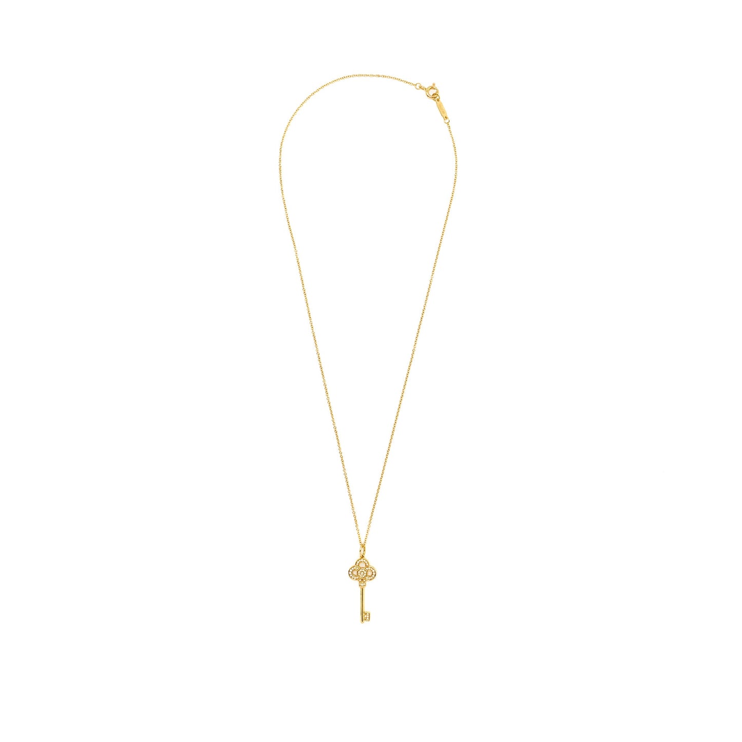 Tiffany Mini Crown Key Pendant With Chain Rose Gold Diamonds