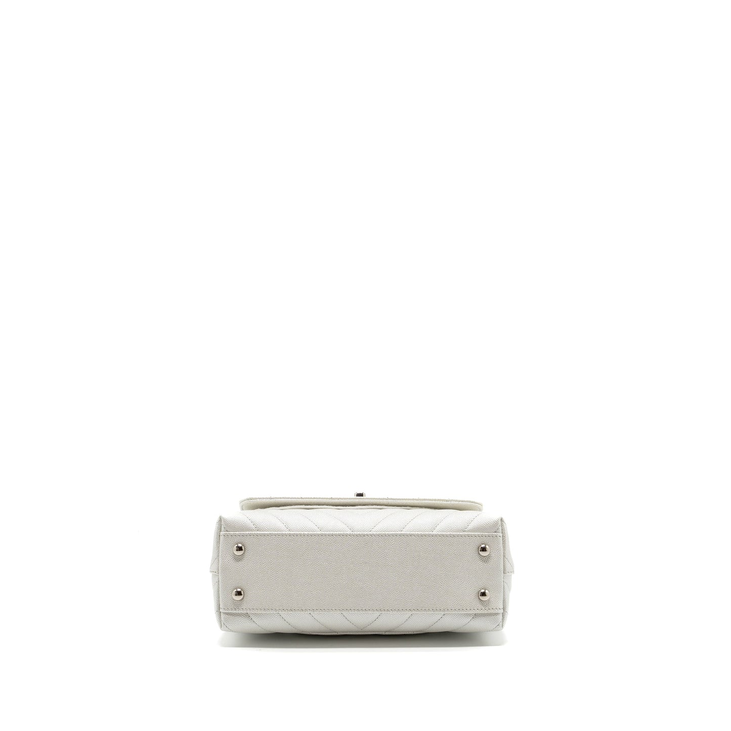 Chanel chevron small coco handle caviar iridescent white SHW