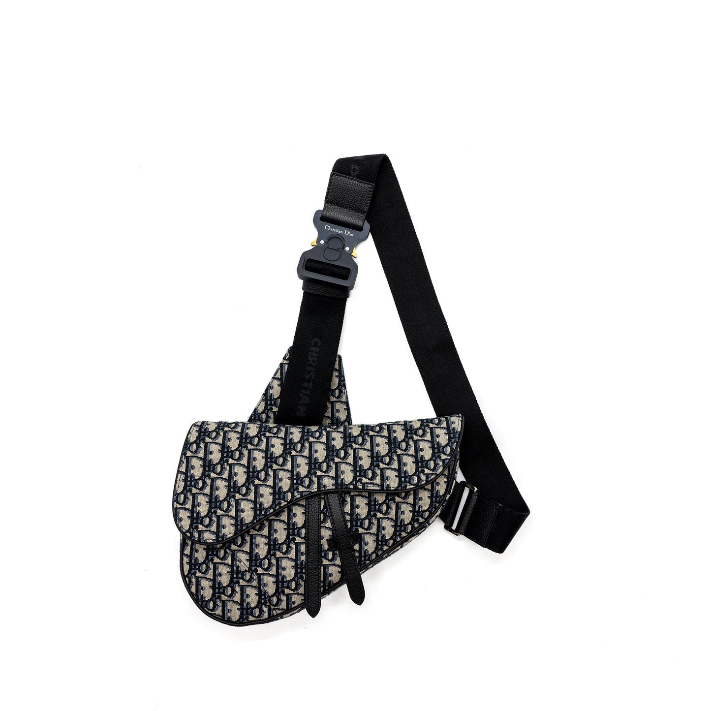 Luxury Dior Homme Saddle Bag Luxury Dior Oblique Jacquard Beige/Black GHW