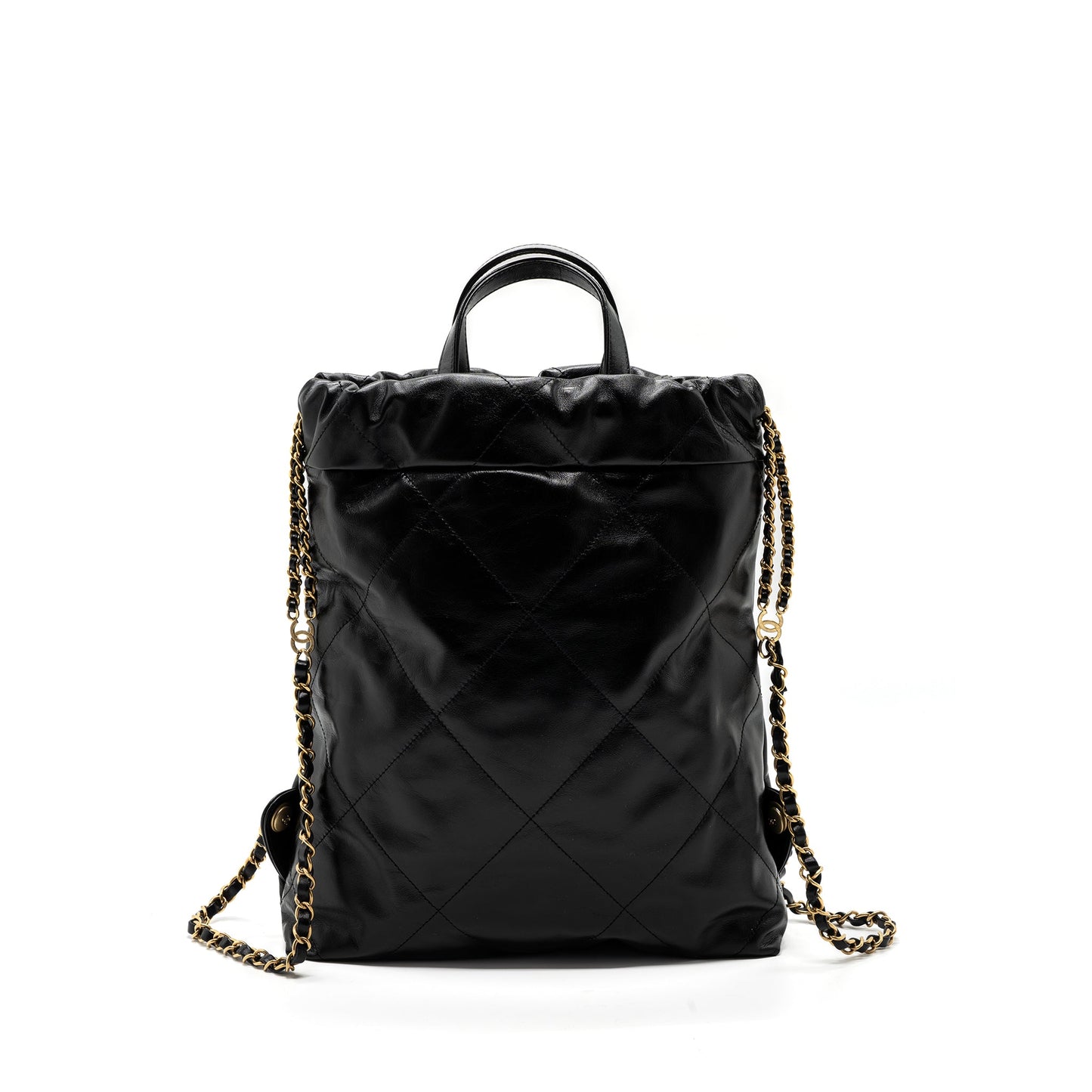 Chanel 22 Backpack Shiny Calfskin Black GHW(Microchip)