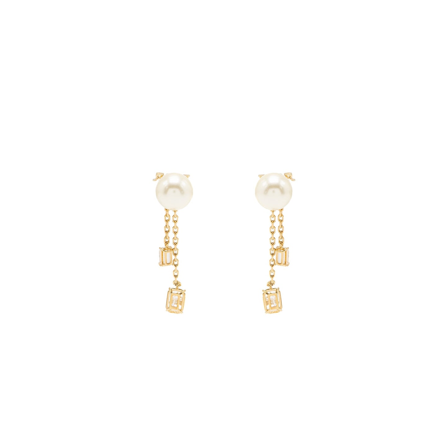 Luxury Dior Crystal Dropped Pearl Earrings Gold Tone