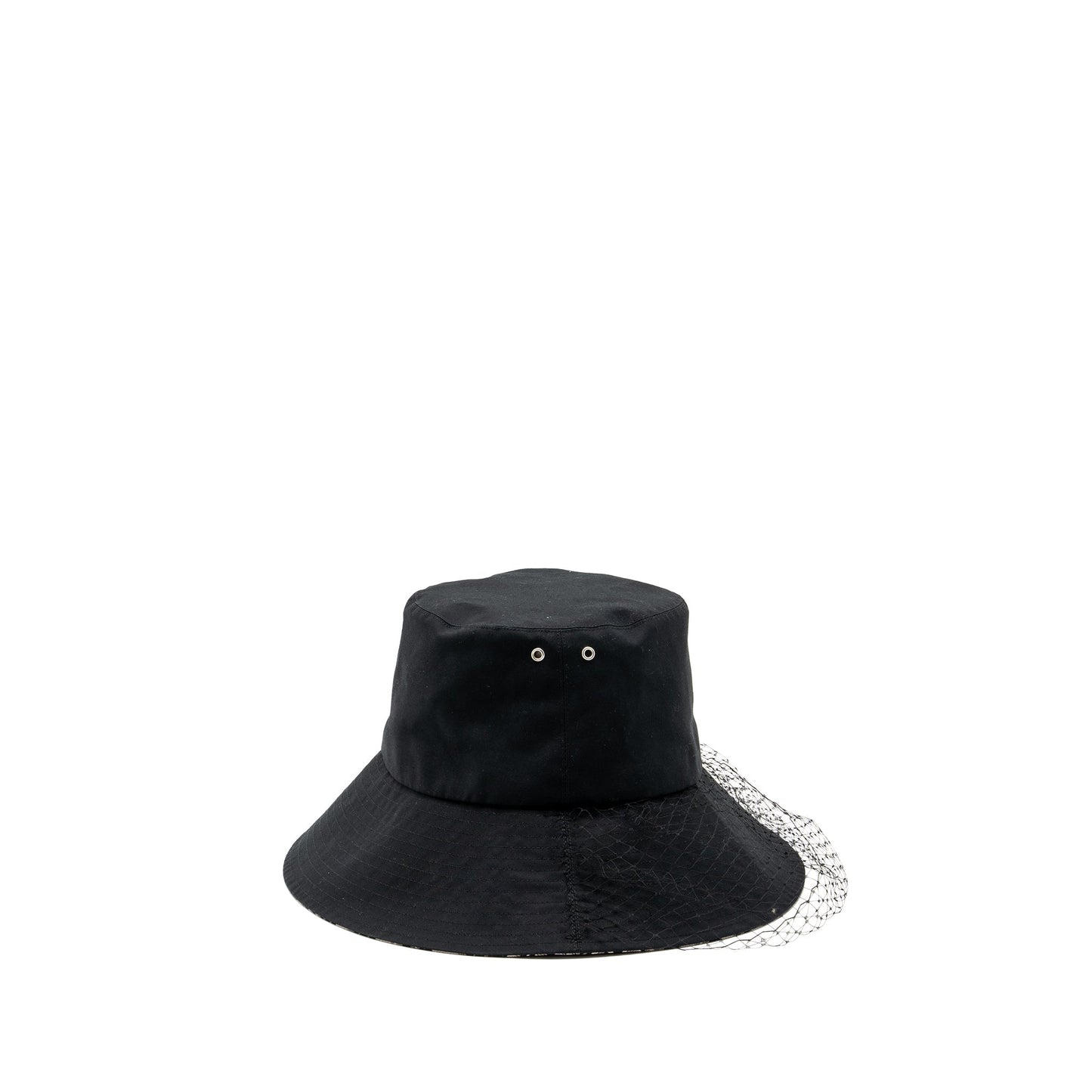 Luxury Dior Size 58 Teddy-D Large Brim Hat With Veil Cotton Black