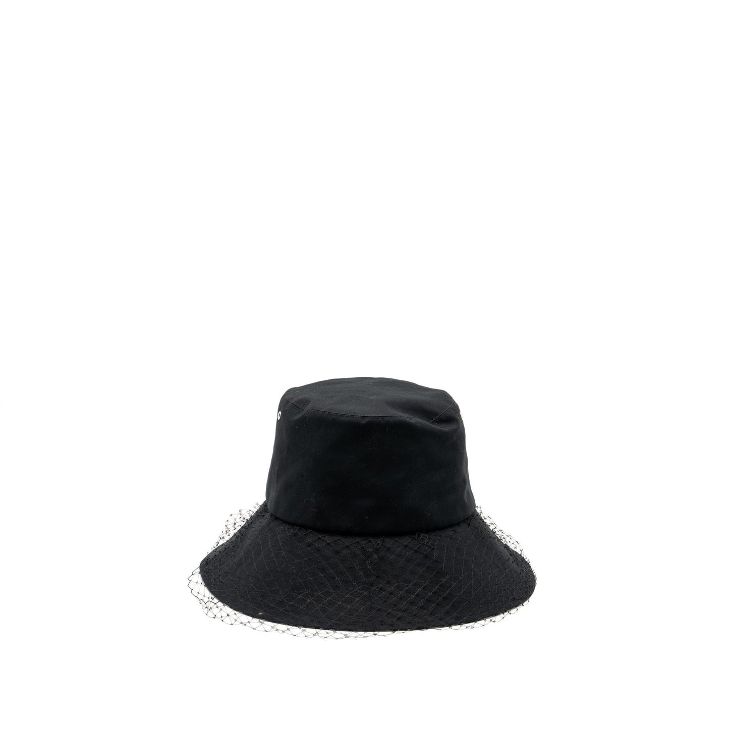 Luxury Dior Size 58 Teddy-D Large Brim Hat With Veil Cotton Black