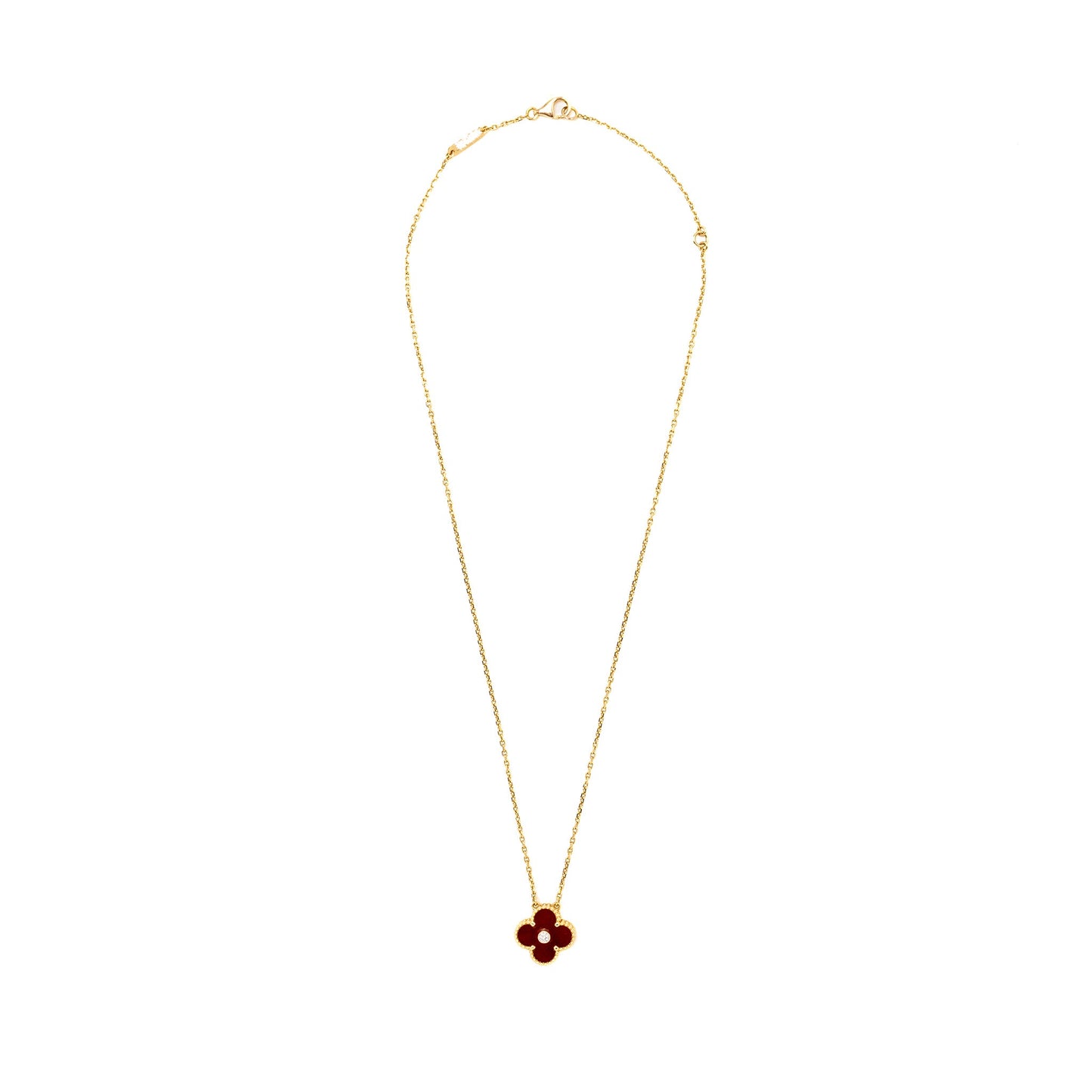 Van Cleef & Arpels Vintage Alhambra Pendant 2011 Christmas Limited Edition Carnelian Rose Gold, Diamond