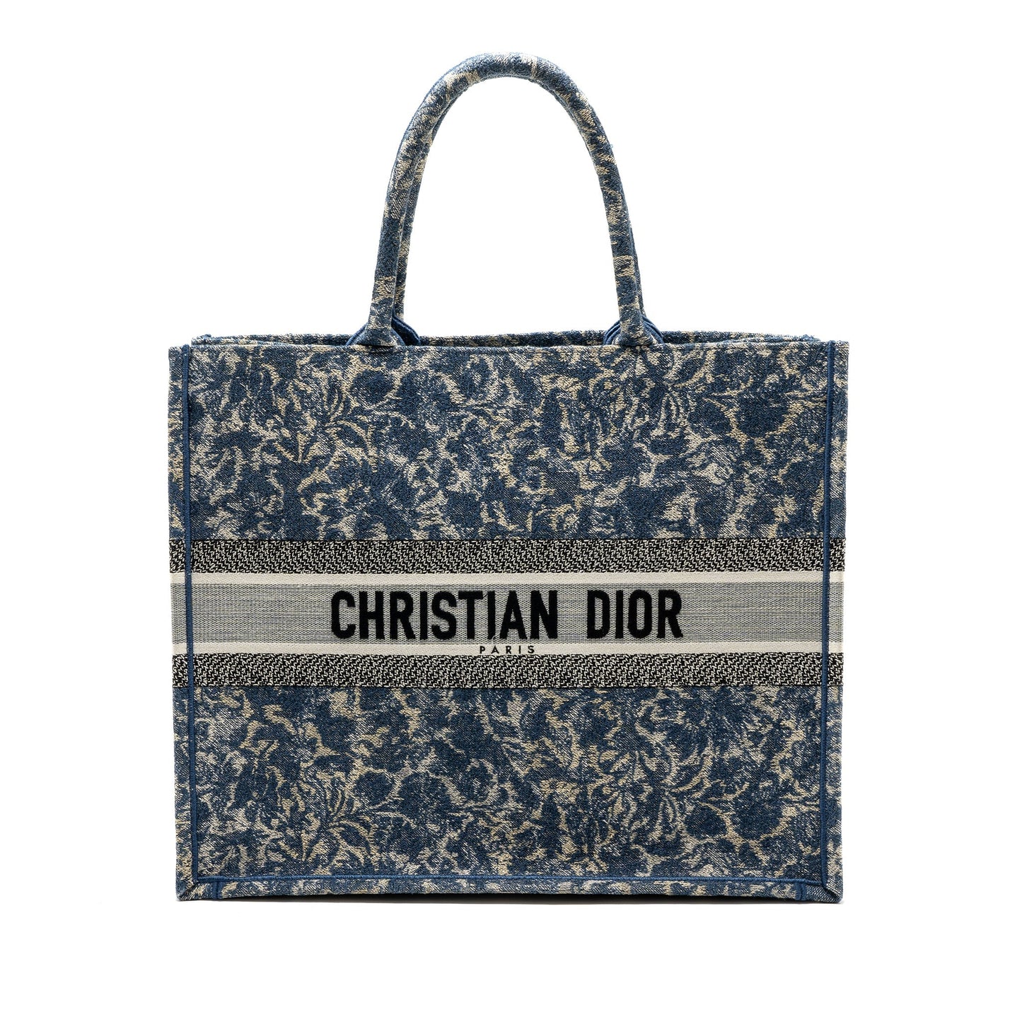Luxury Dior large book tote limited print canvas blue/ grey/ multicolour