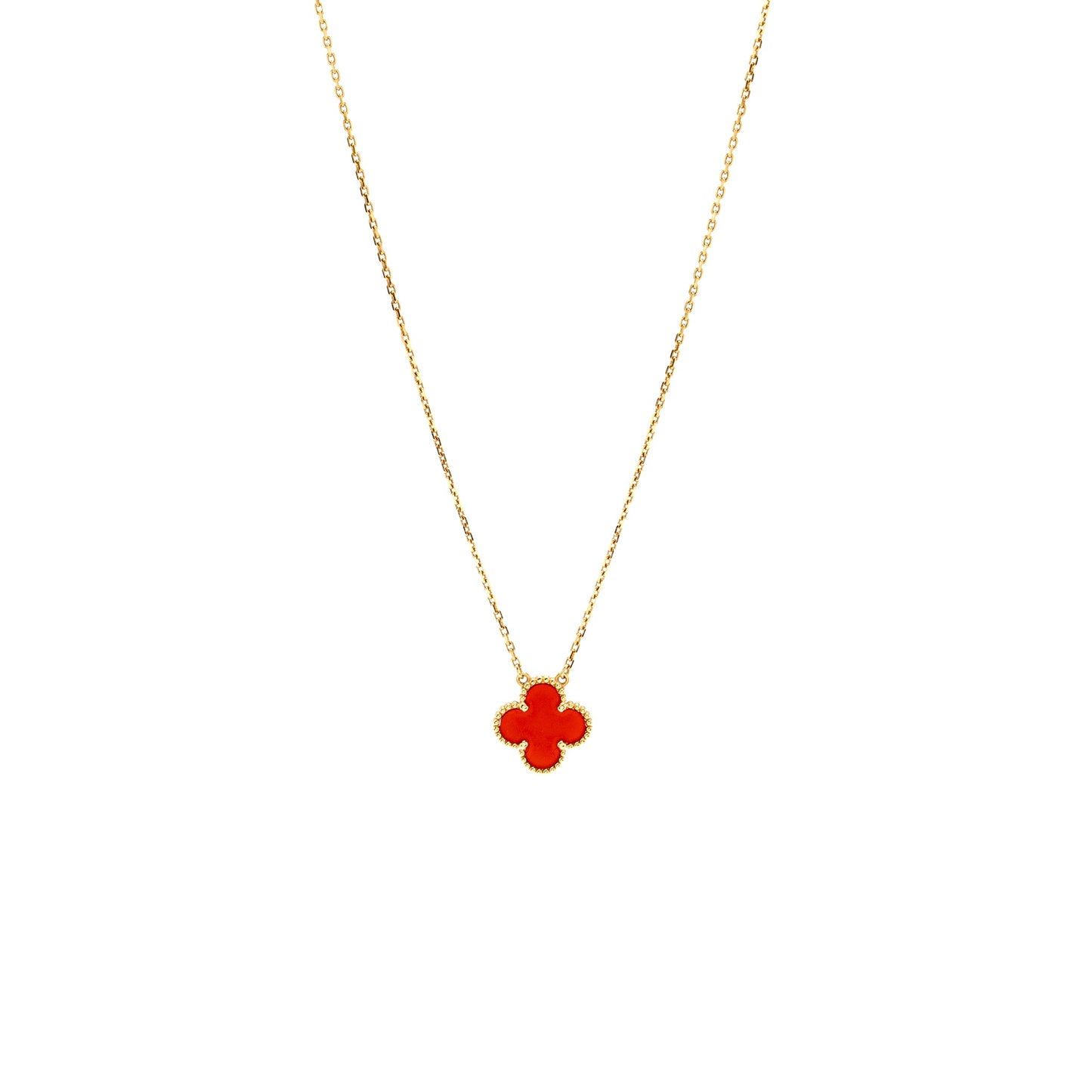 Van Cleef & Arpels Vintage ALhambra Pendant Carnelian Yellow Gold