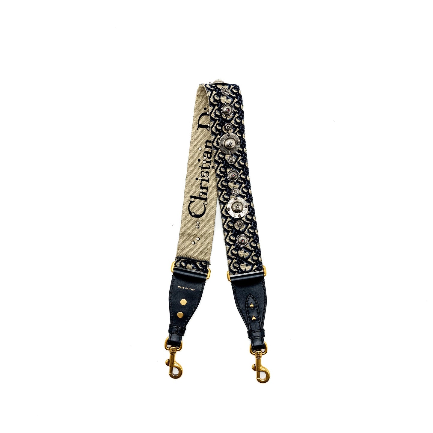 Luxury Dior Wide Shoulder Strap Blue Luxury Dior Oblique Jacquard GHW