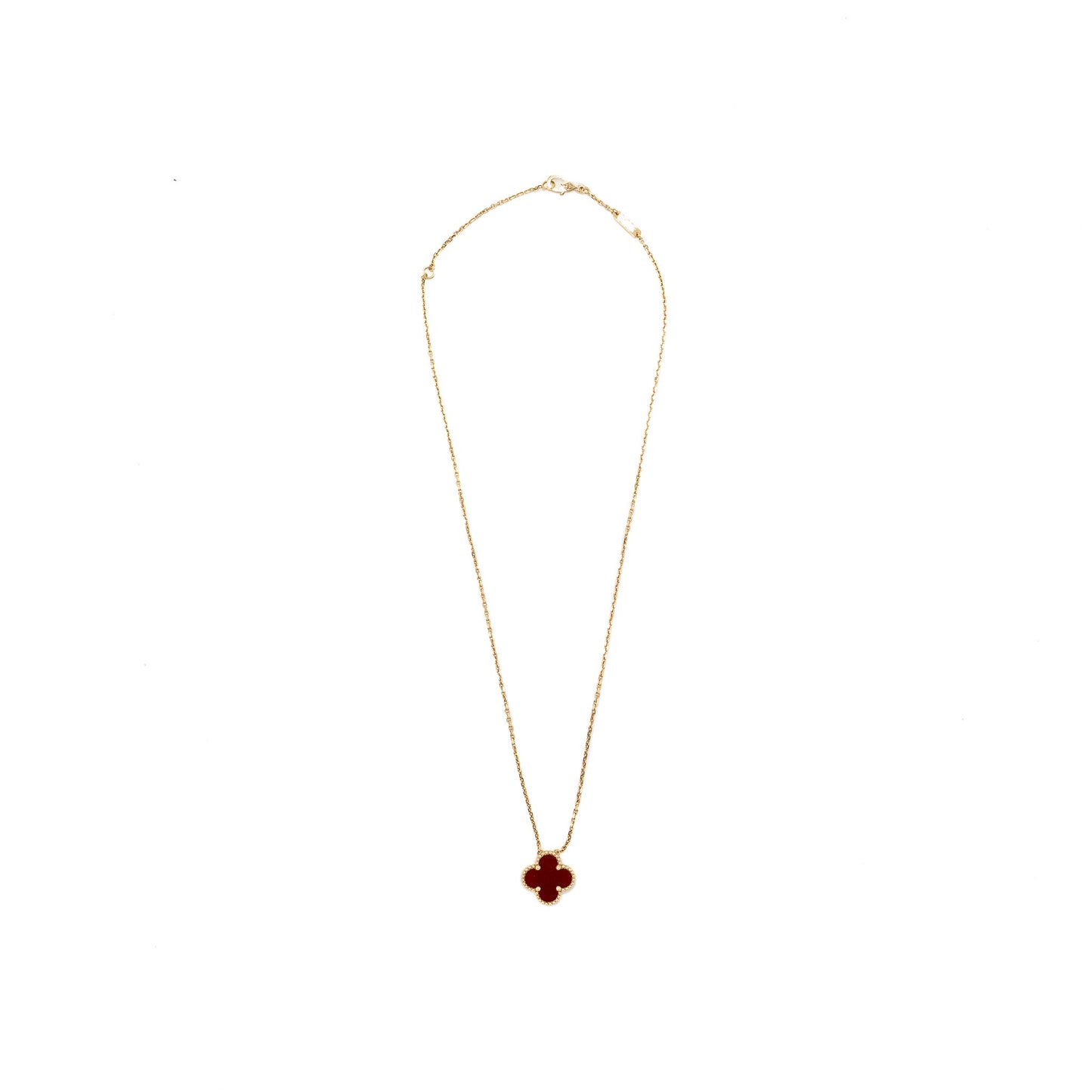 Van Cleef & Arpels Vintage Alhambra Pendant Carnelian Yellow Gold