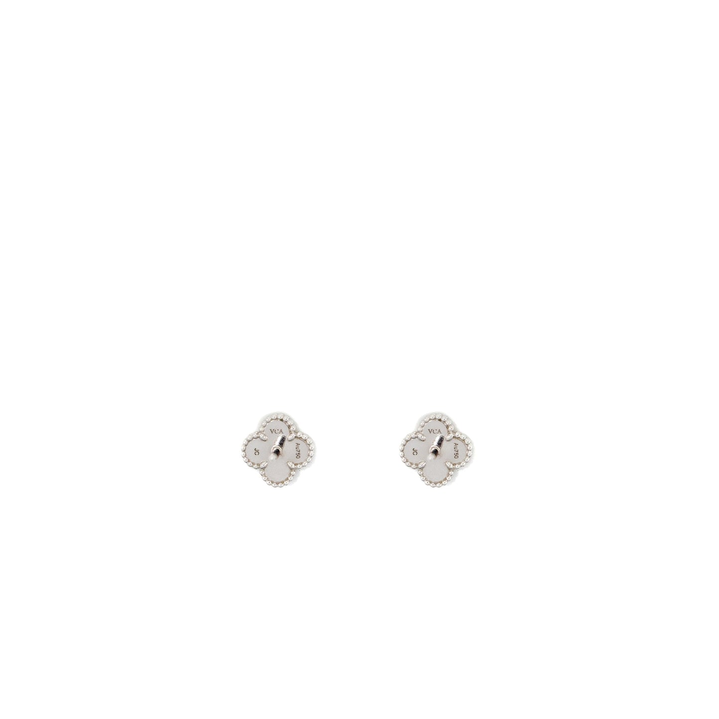 Van Cleef & Arpels Sweet Alhambra Earstuds Earrings, White Gold / Turquoise