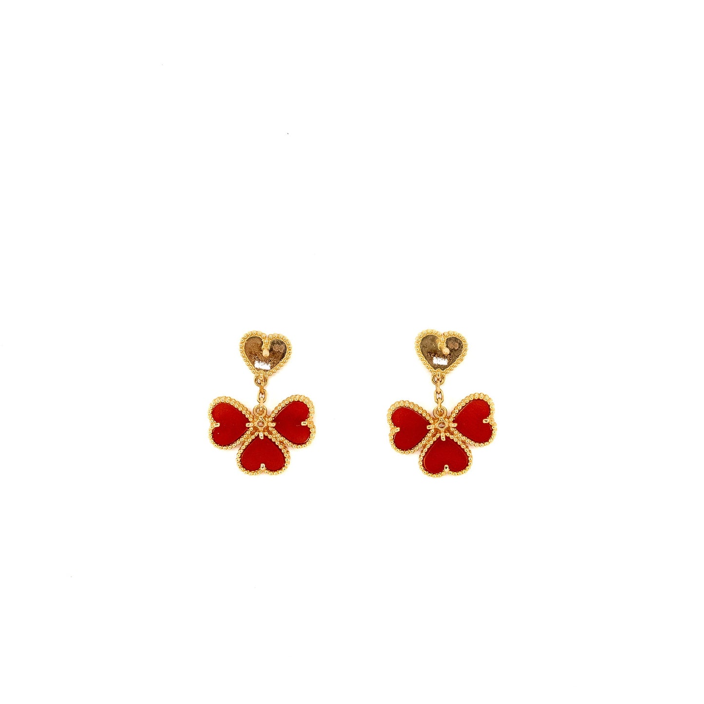 Van Cleef &Arpels Sweet Hearts Earrings Carnelian Rose Gold, Diamonds