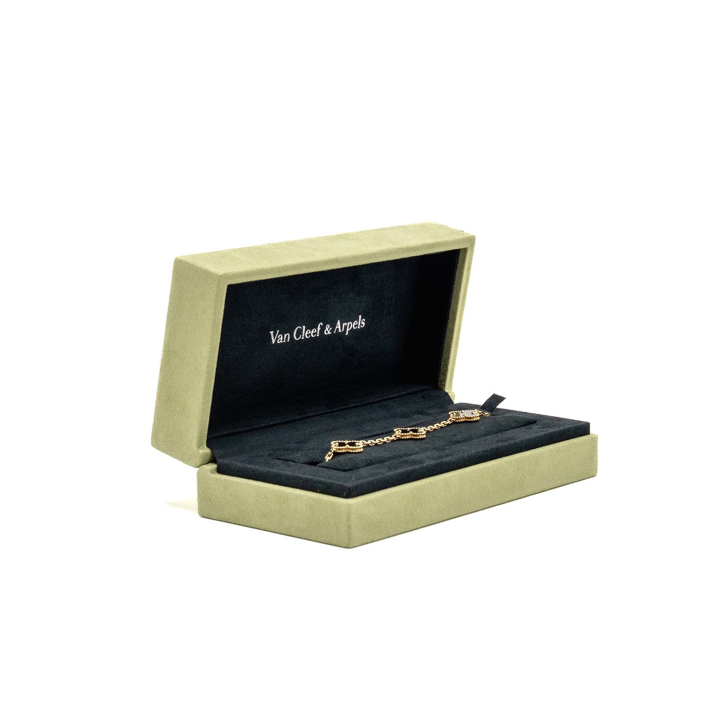 Van Cleef & Arpels Vintage Alhambra 5-Motif Bracelet Yellow Gold, Onyx